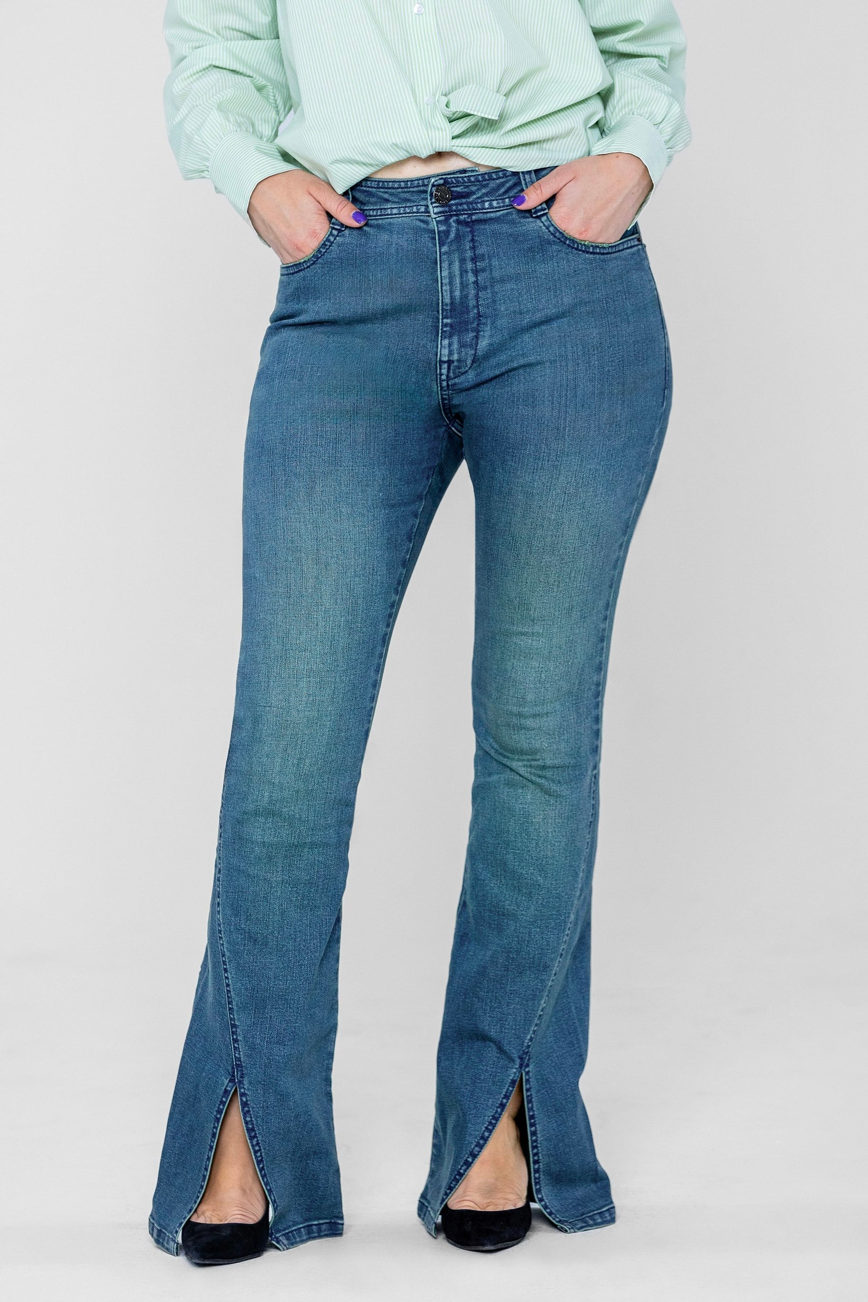 Enorsia Light/Blue Authentic Bell Bottom Jeans - 10 - 77.4% Cotton, 14.4% Polyester, 7% Viscose, 1.2% Elastane