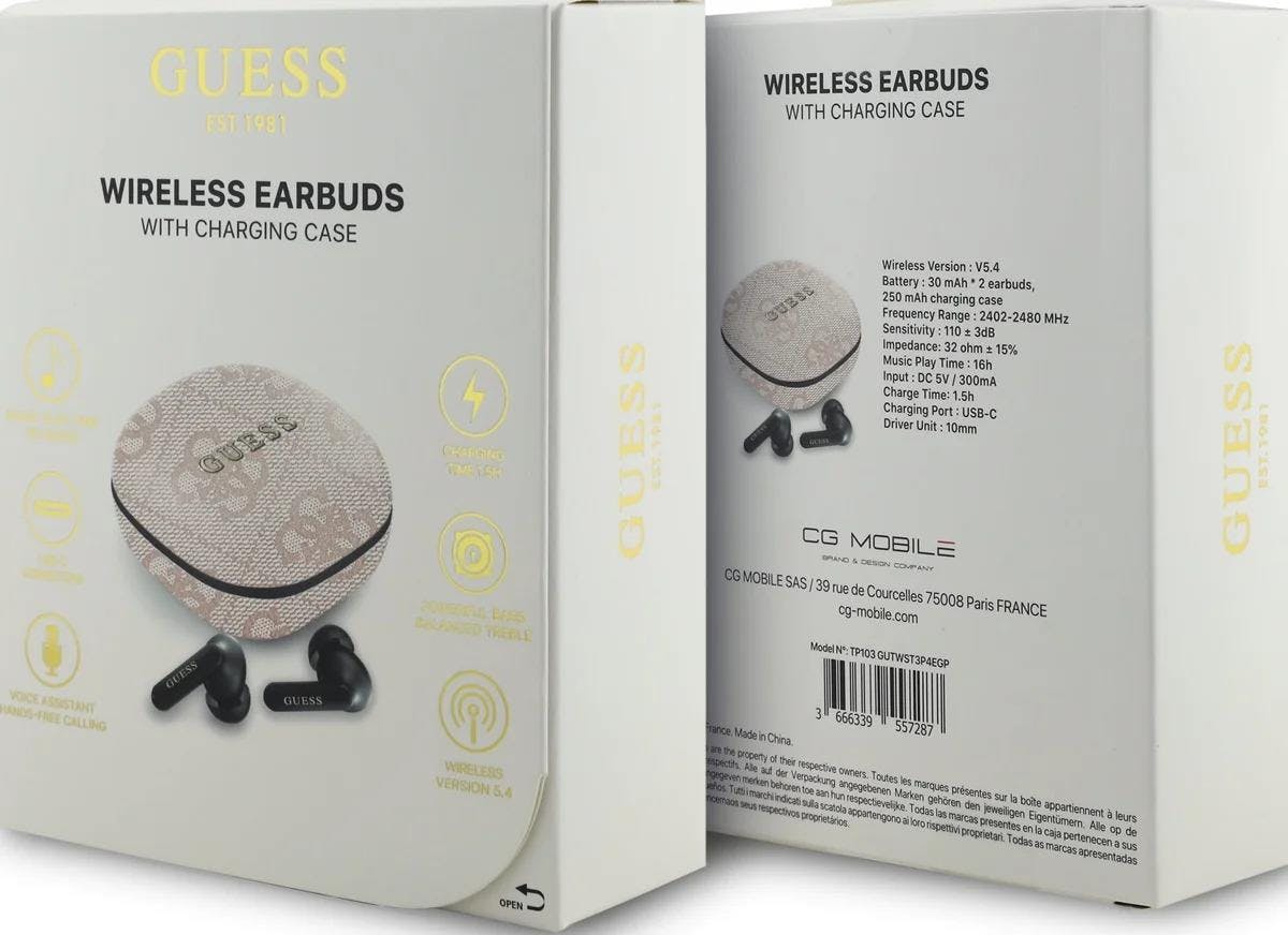 Guess Pink 4G Classic Metal Logo Tws Enc Earphones - Gutwst3p4egp