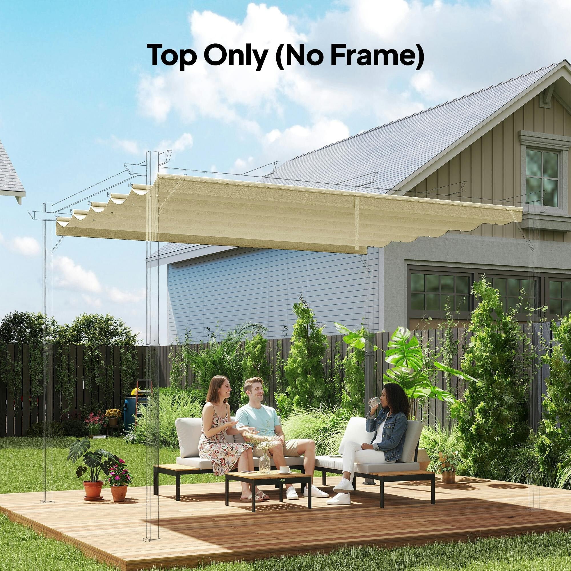 Rackhams Beige/Cream Pergola Shade Cover Replacement Canopy For 3 X 3(M) Pergola, - 350L X 260W Cm - Image 4