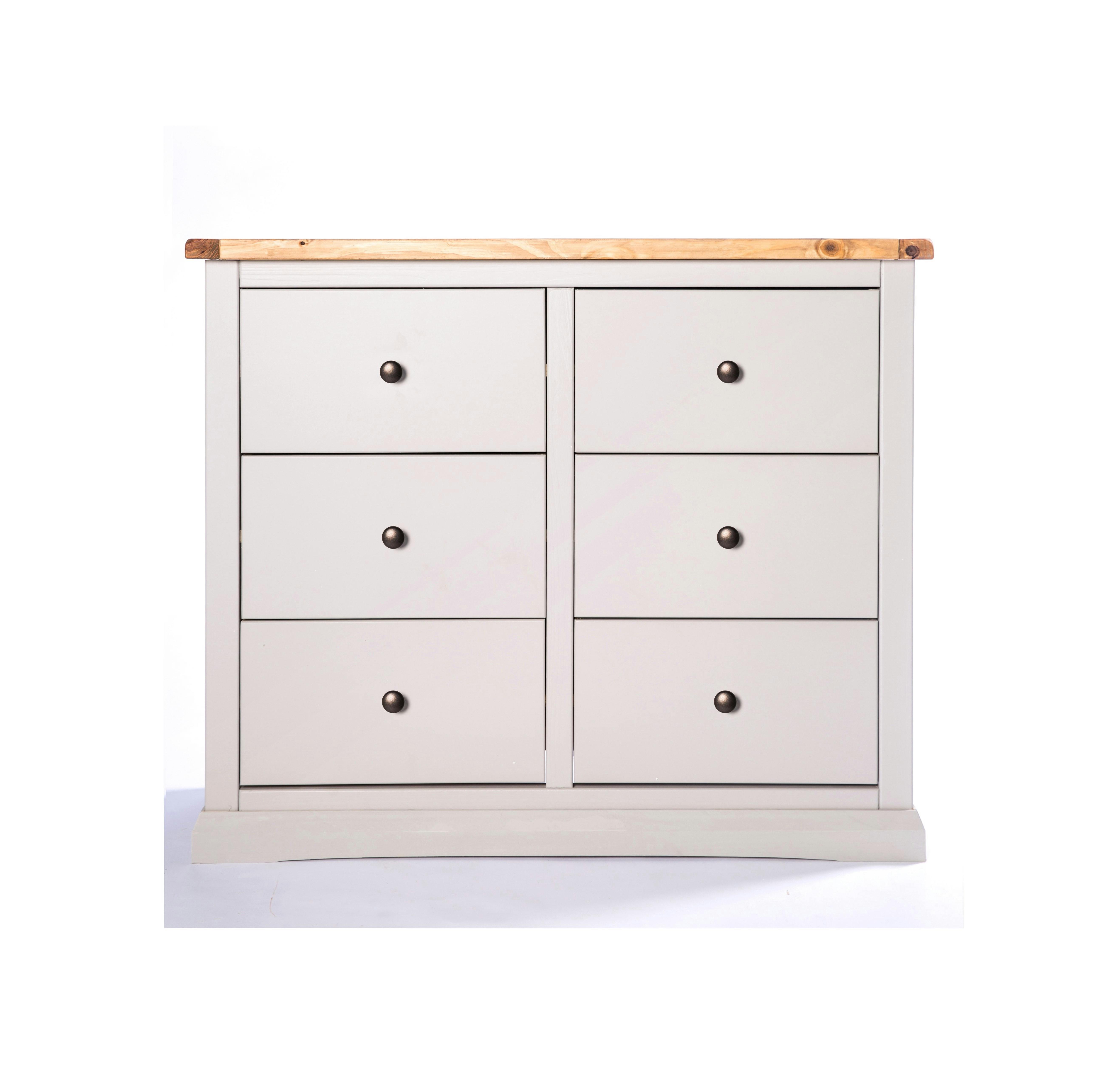 Rackhams Light/Grey Loreo 6 Drawer Chest Of Drawers Brass Knob