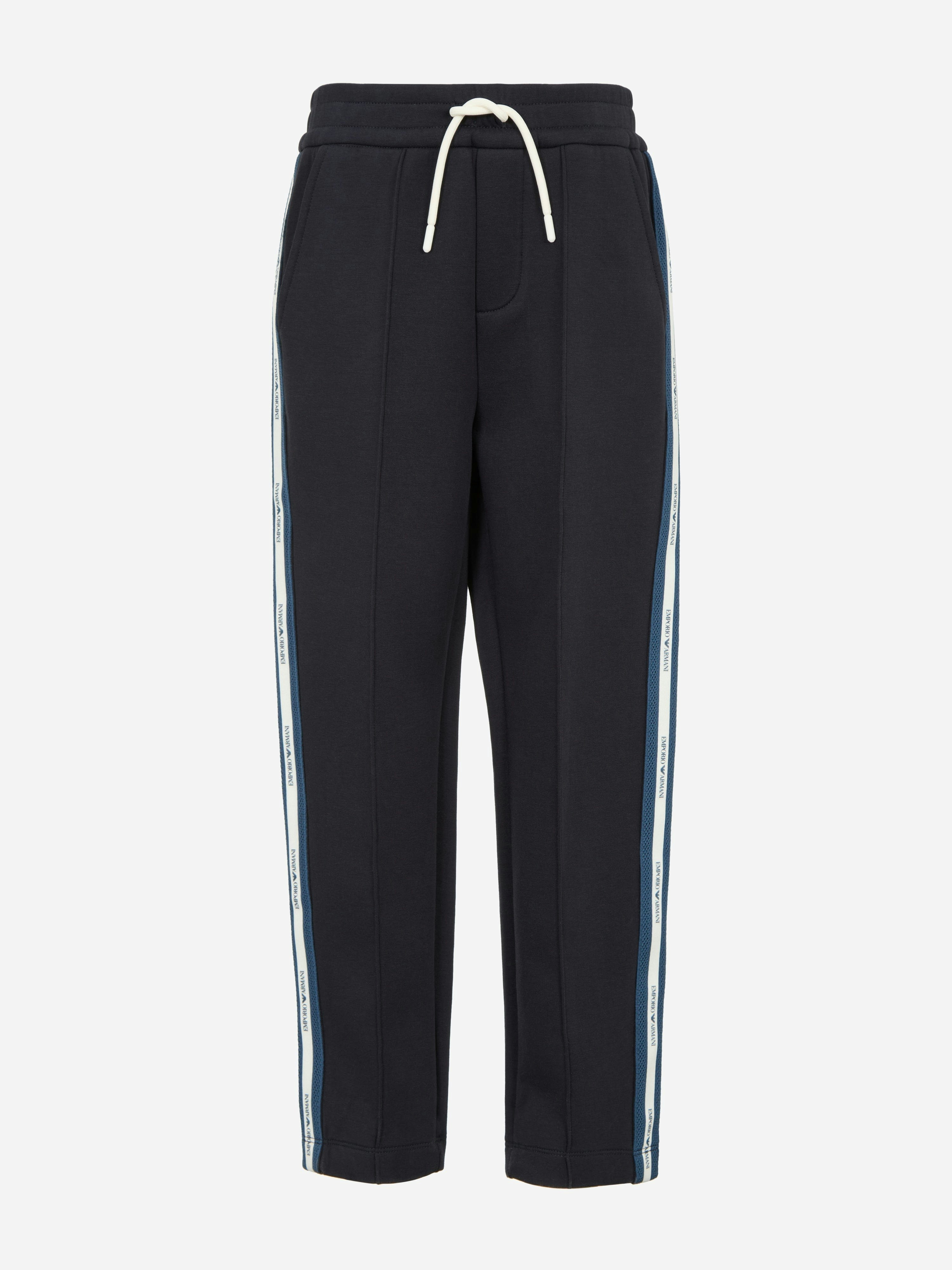 Emporio Armani Boys Blue Logo Tape Joggers In Navy - 10 Yrs