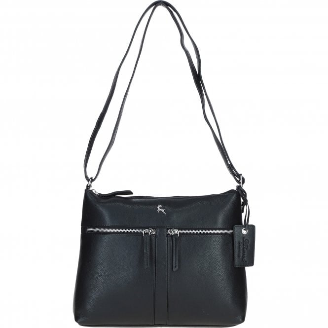 Ashwood Women's Black Sleek Luxe Real Leather Shoulder Bag: Mourne - Leather
