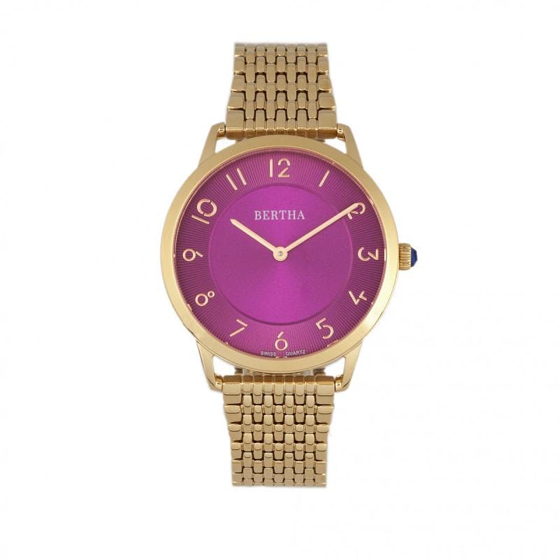 Bertha Women's Gold/Fuchsia Abby Swiss Watch - Rose
