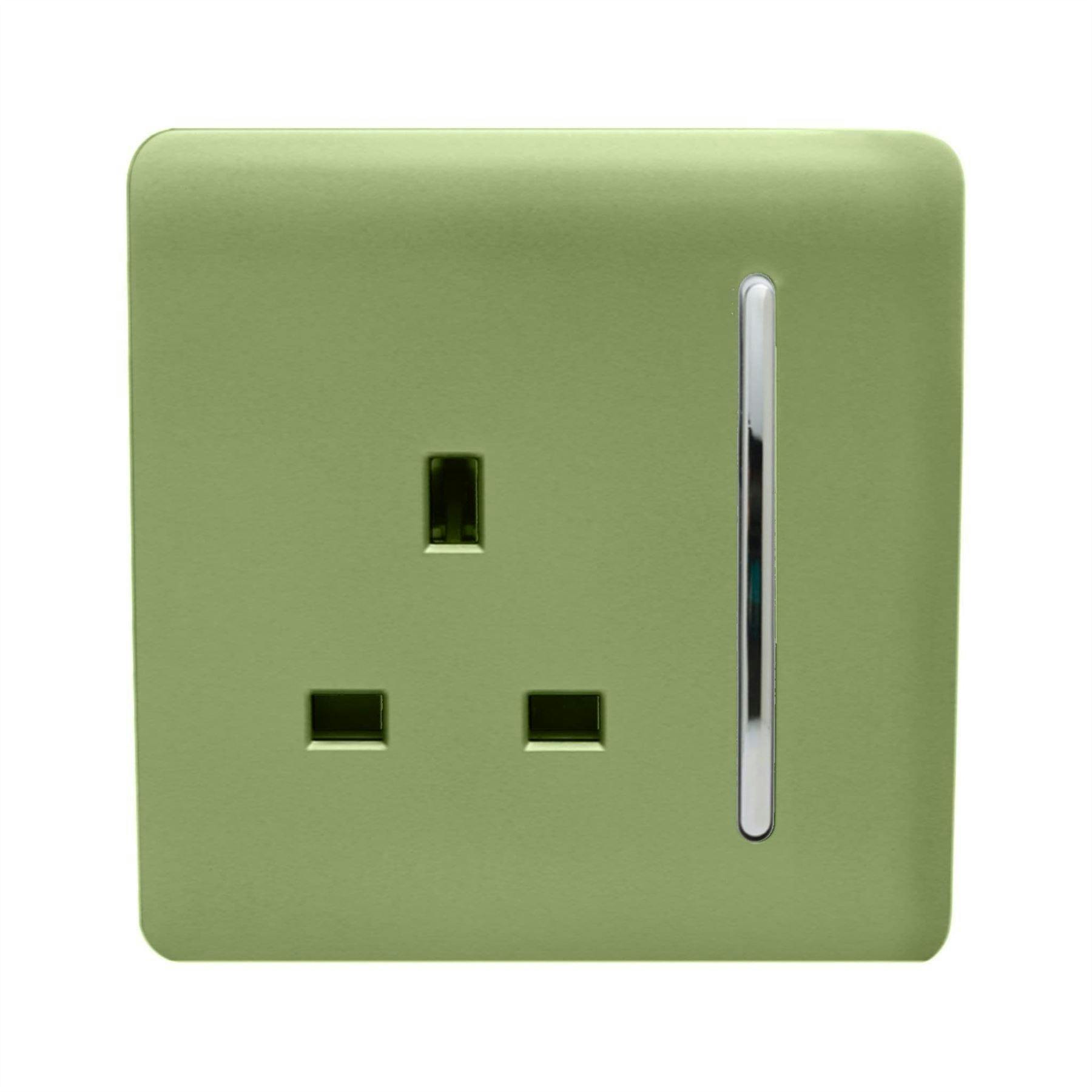 Trendi 1 Gang Modern Glossy 13 Amp Switched Tactile Plug Socket Moss Green - Image 6