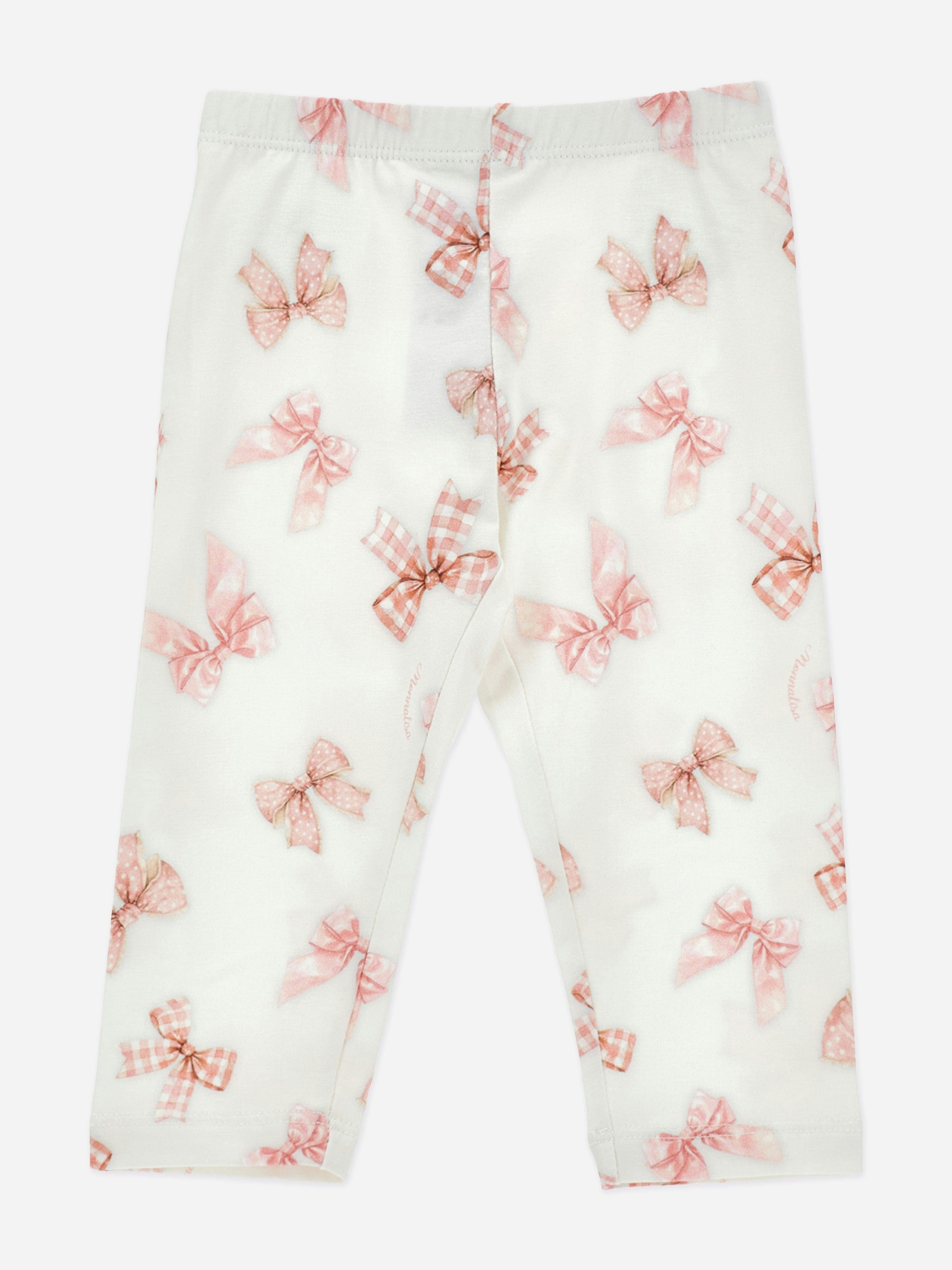 Monnalisa Women's White Baby Girls Bow Print Leggings In - 36 Mths