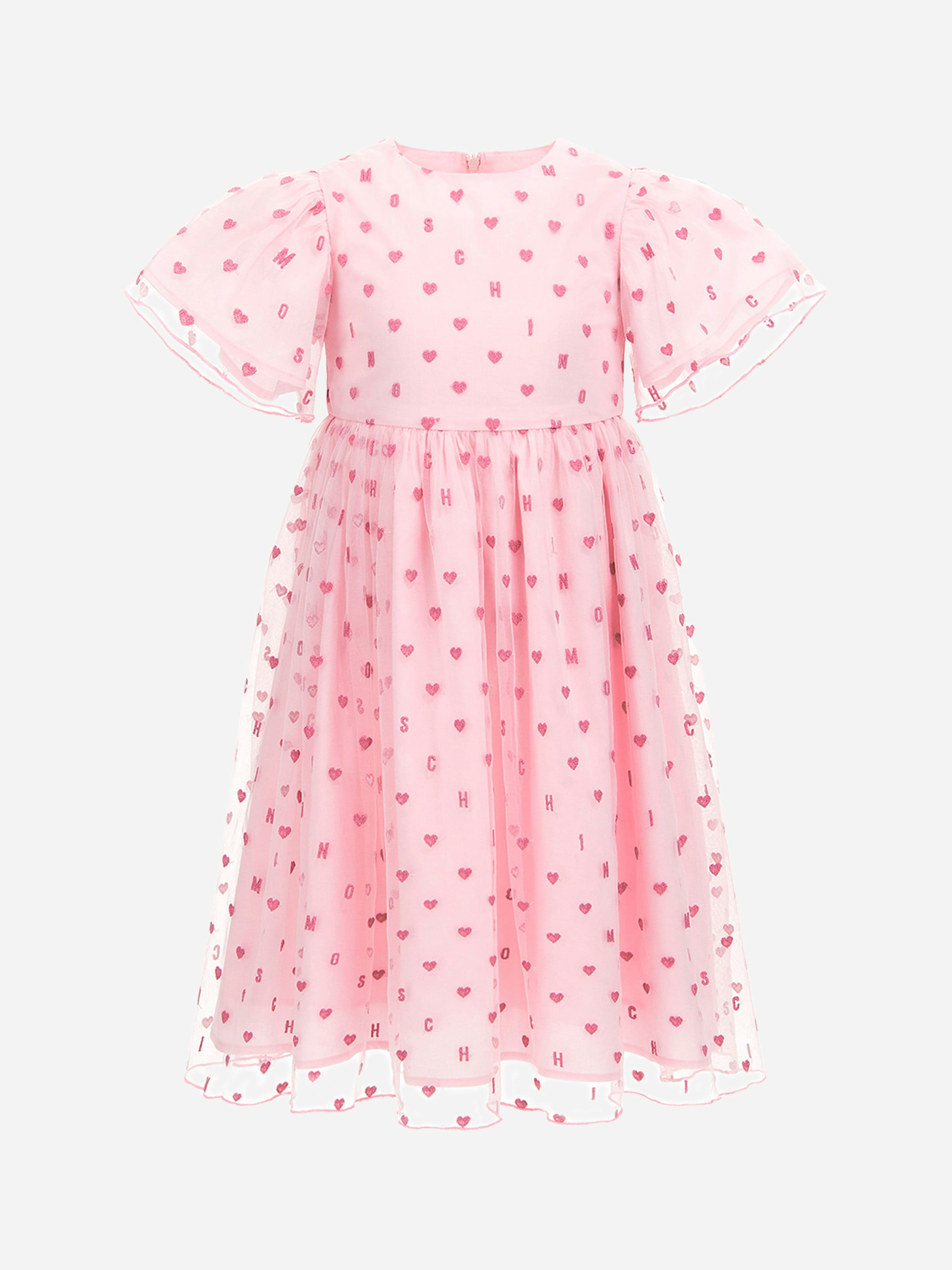 Moschino Kids Girls Pink Moschino Hearts Dress In - 12 Yrs