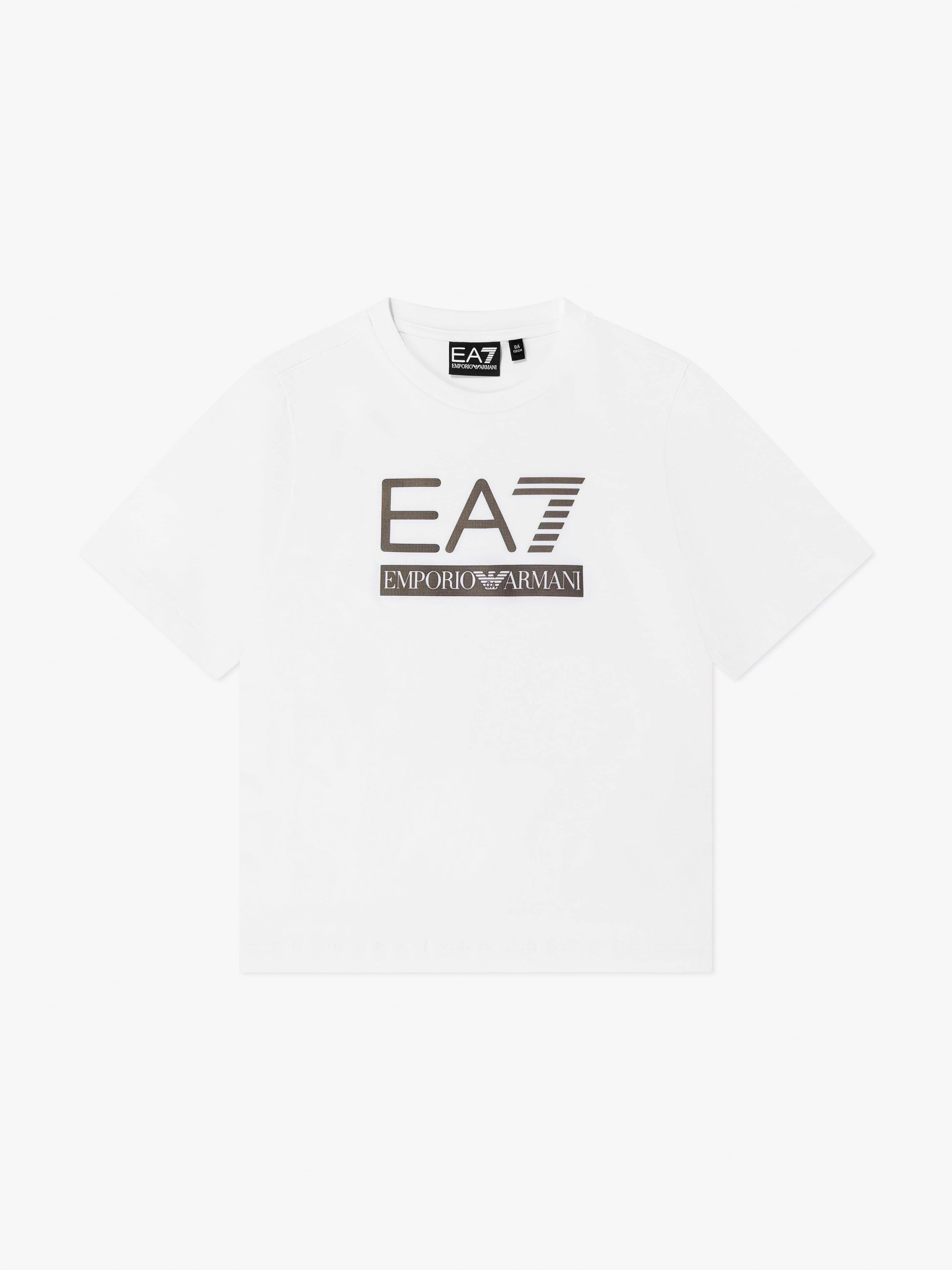 Ea7 Emporio Armani Boys Train Visibility Short Sleeve T-Shirt - White - Image 3