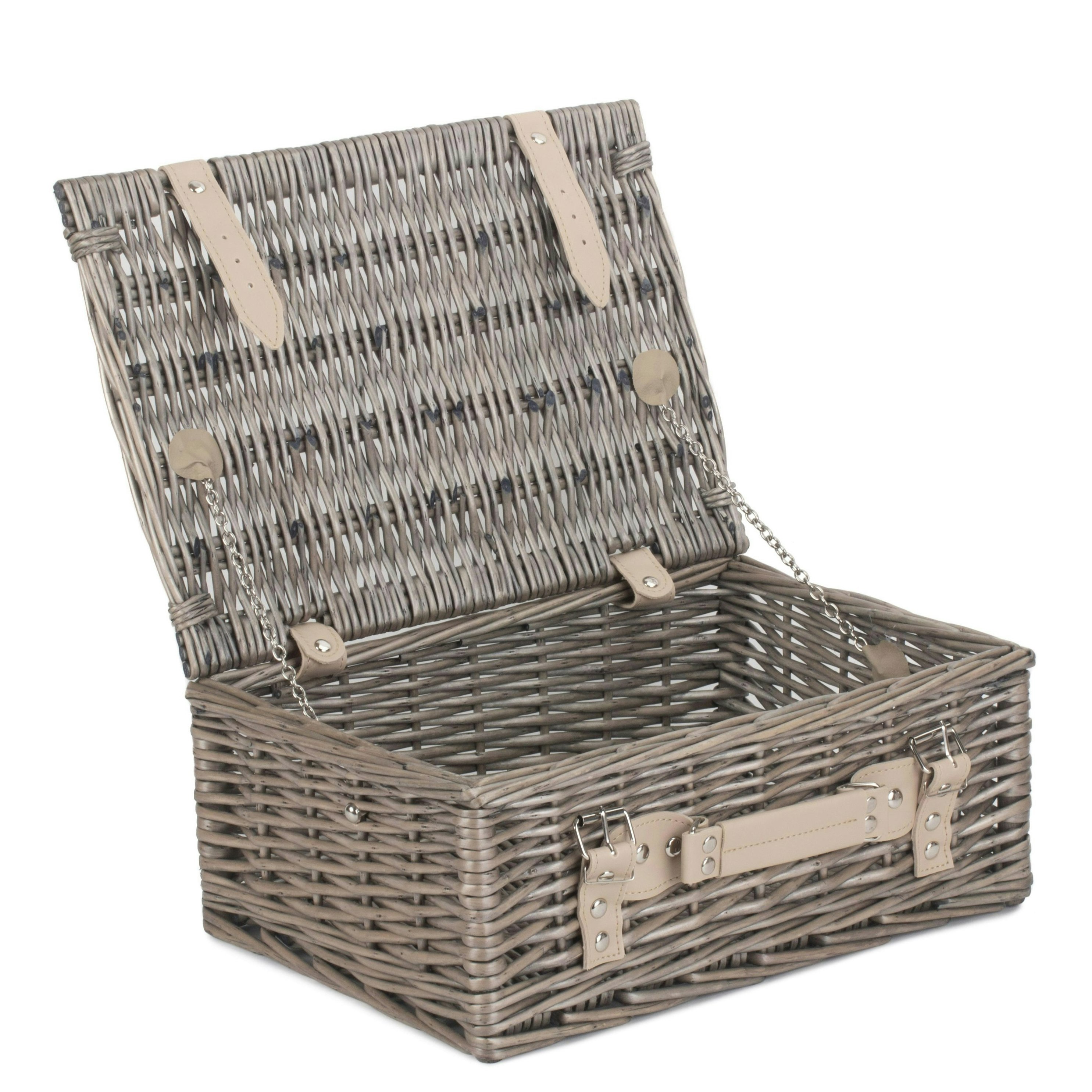 Red Hamper 36Cm Antique Wash Wicker Picnic Basket With Cotton Lining - Antique Wash