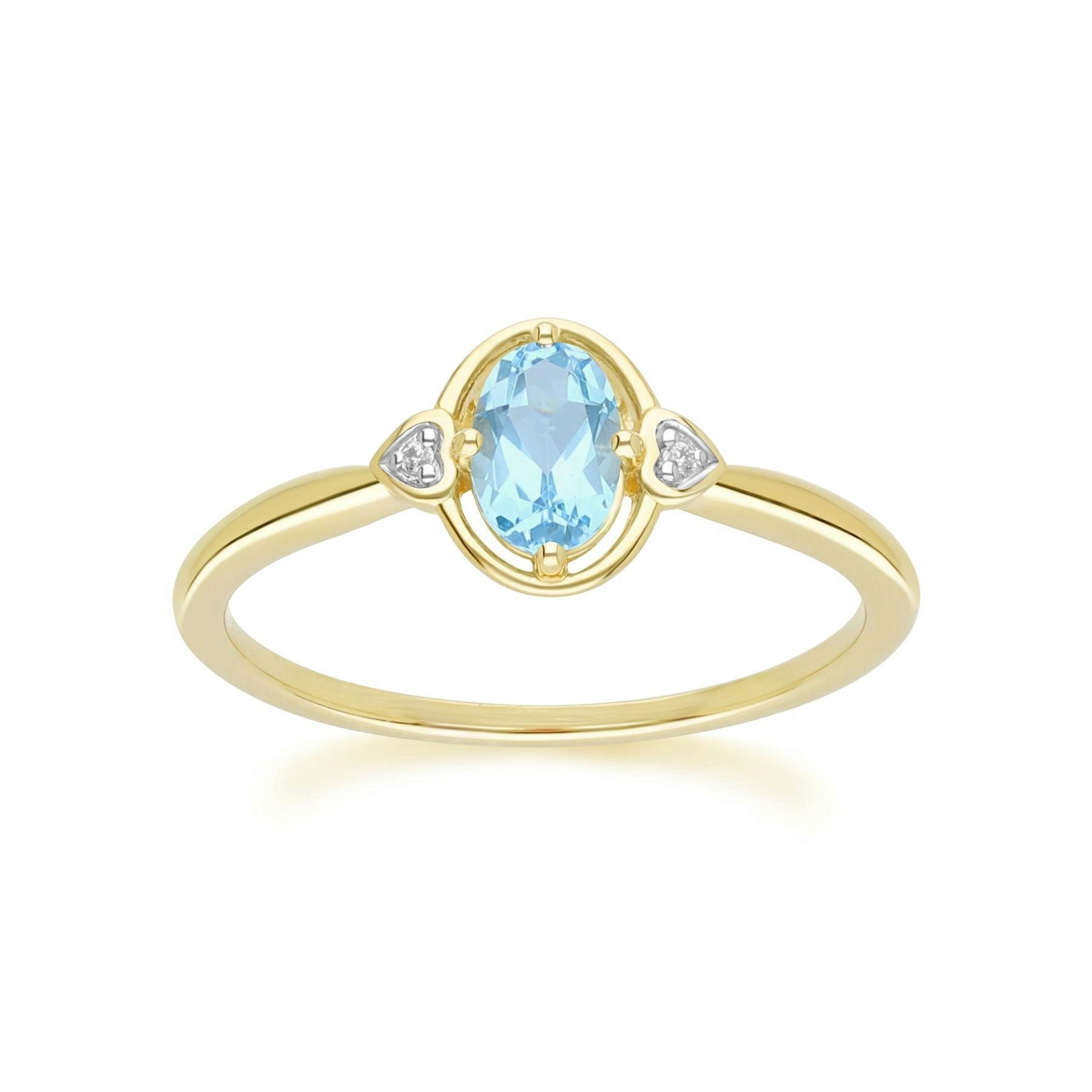Gemondo Yellow/Gold Classic Oval Topaz & Diamond Heart Ring In 9Ct - P