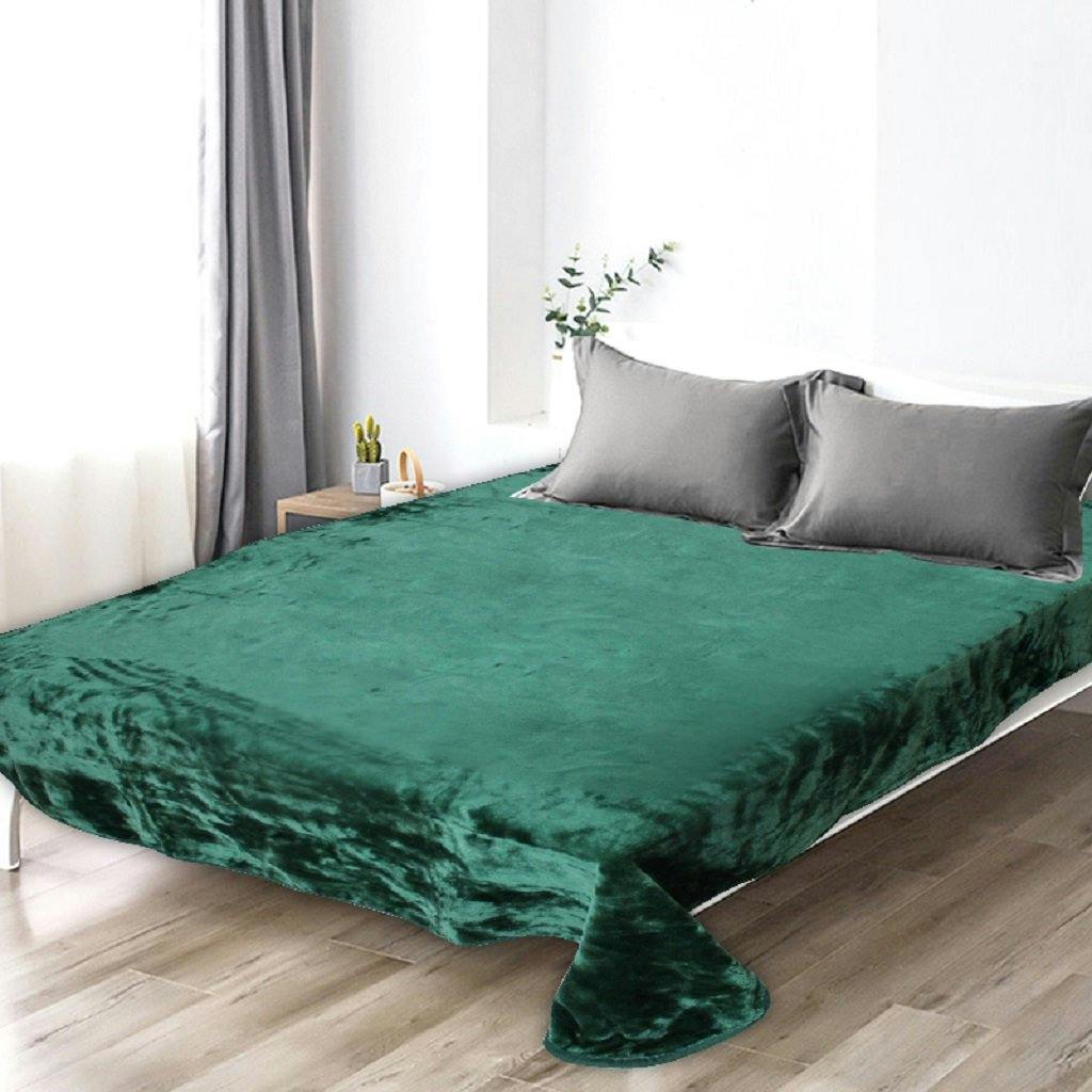 Rackhams Green Mink Throw - Forest - Large (150 X 200 Cm)