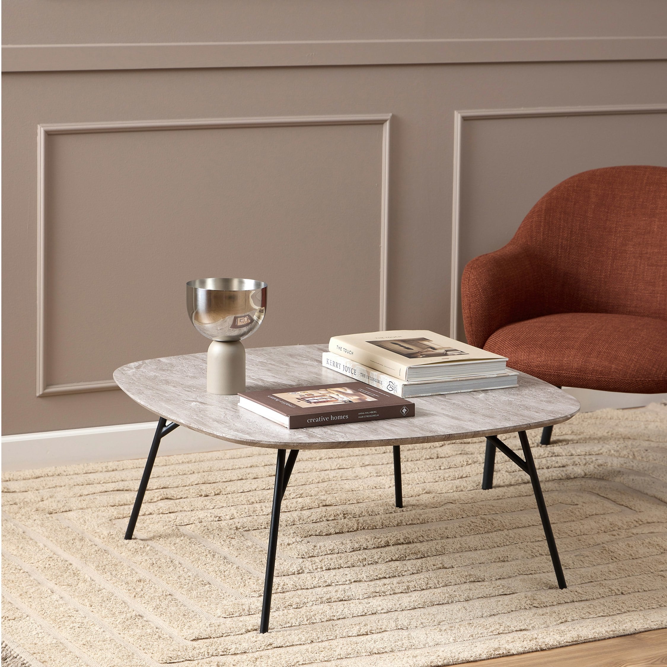 Rackhams Grey Caracas Coffee Table With Marble Effect - 1 - Marble Effect