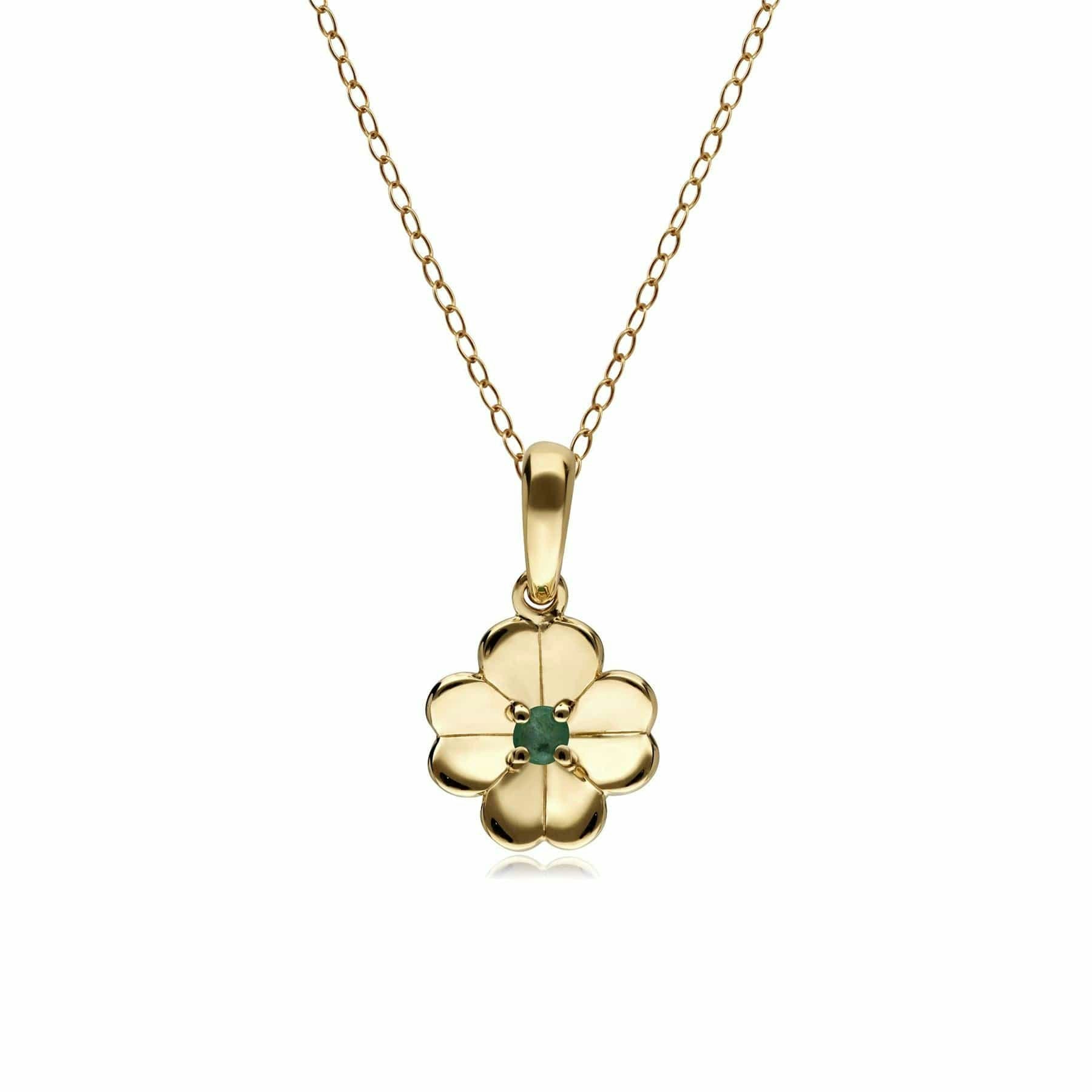 Gemondo Yellow/Gold Gardenia Emerald Clover Pendant Necklace In 9Ct