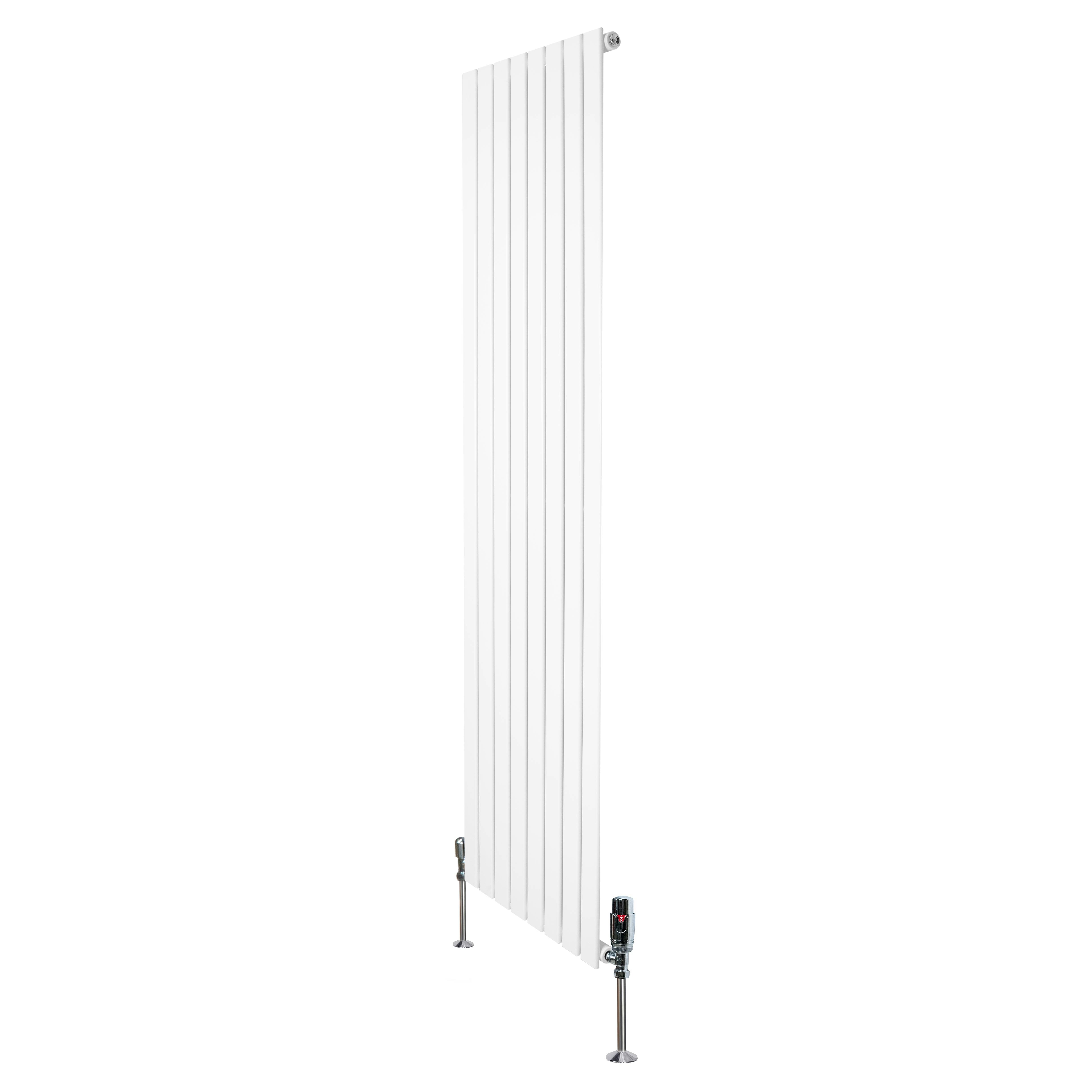 Monstershop White Flat Single Column Radiator & Valves – 1800Mm X 560Mm –