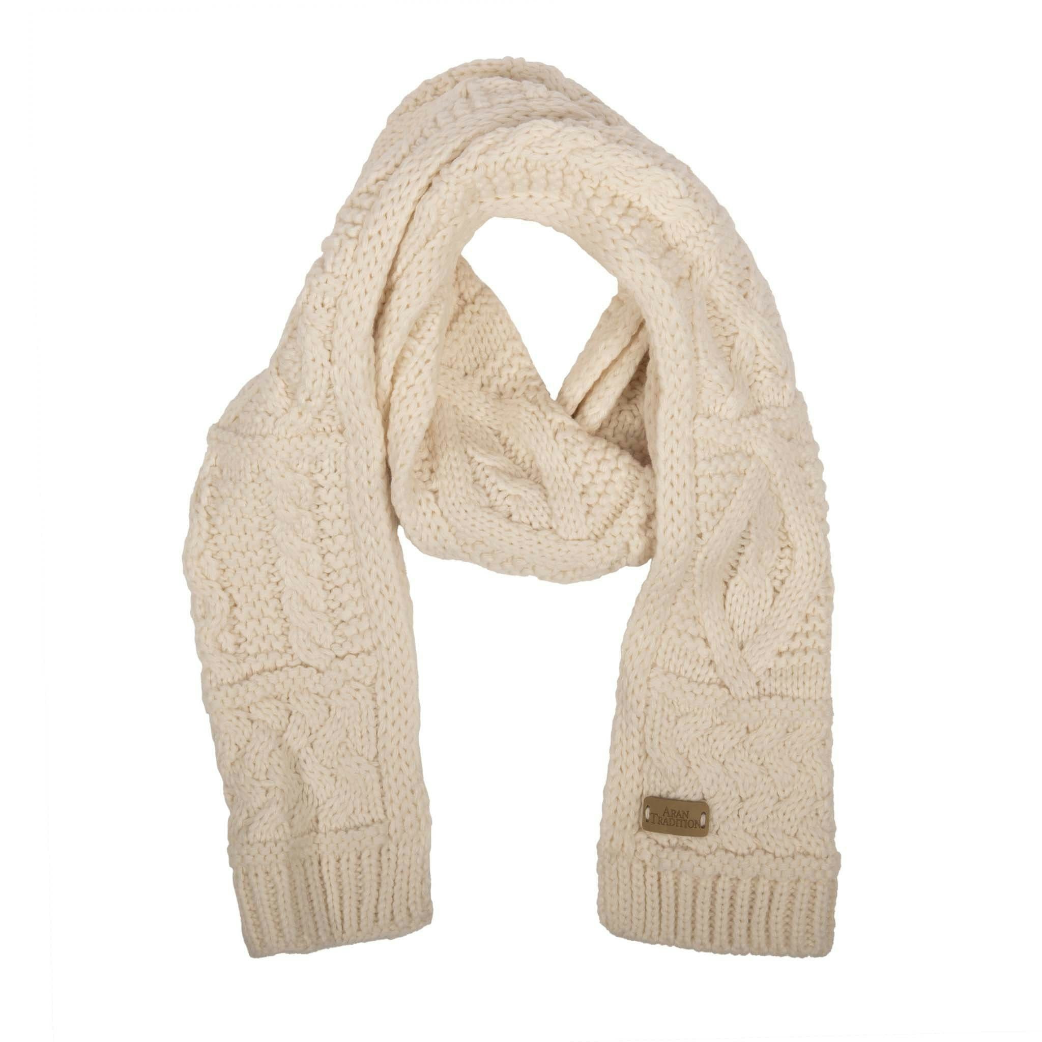 Aran Traditions Cream Aran Cable Knit Classic Scarf