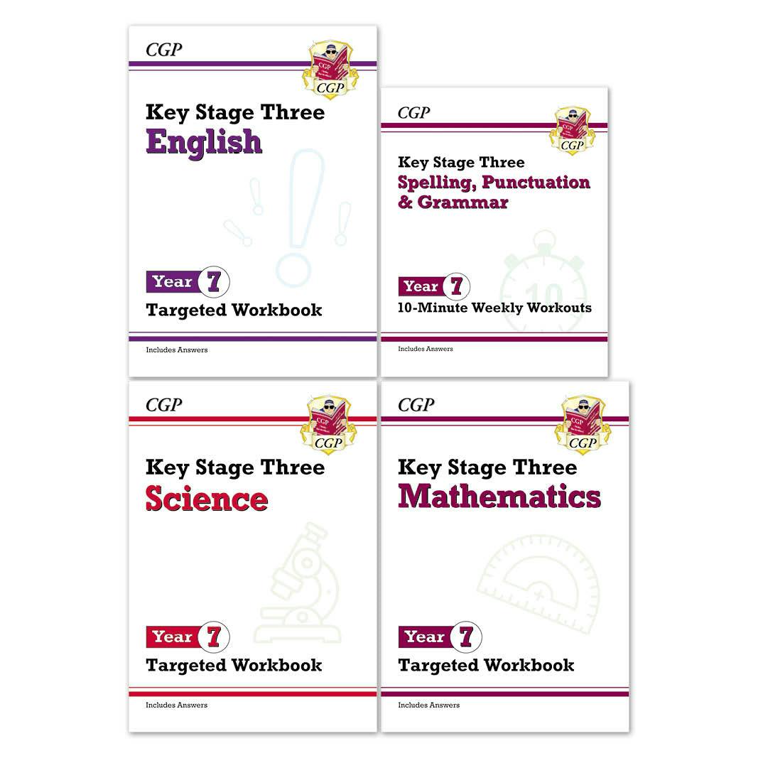 CGP KS3 Year 7 Targeted Workbook Bundle (Includes Answers) 4 Books Set - PB - Image 4