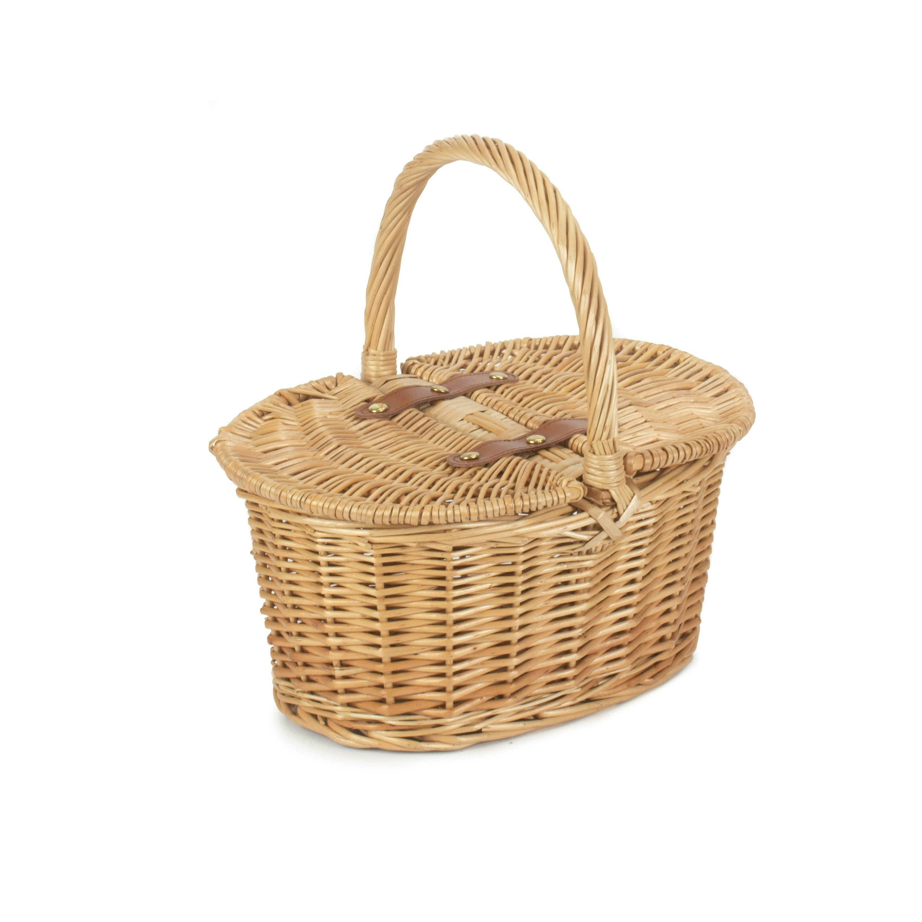 Rackhams Brown Wicker Child's Oval Lined Lidded Picnic Basket - One Size