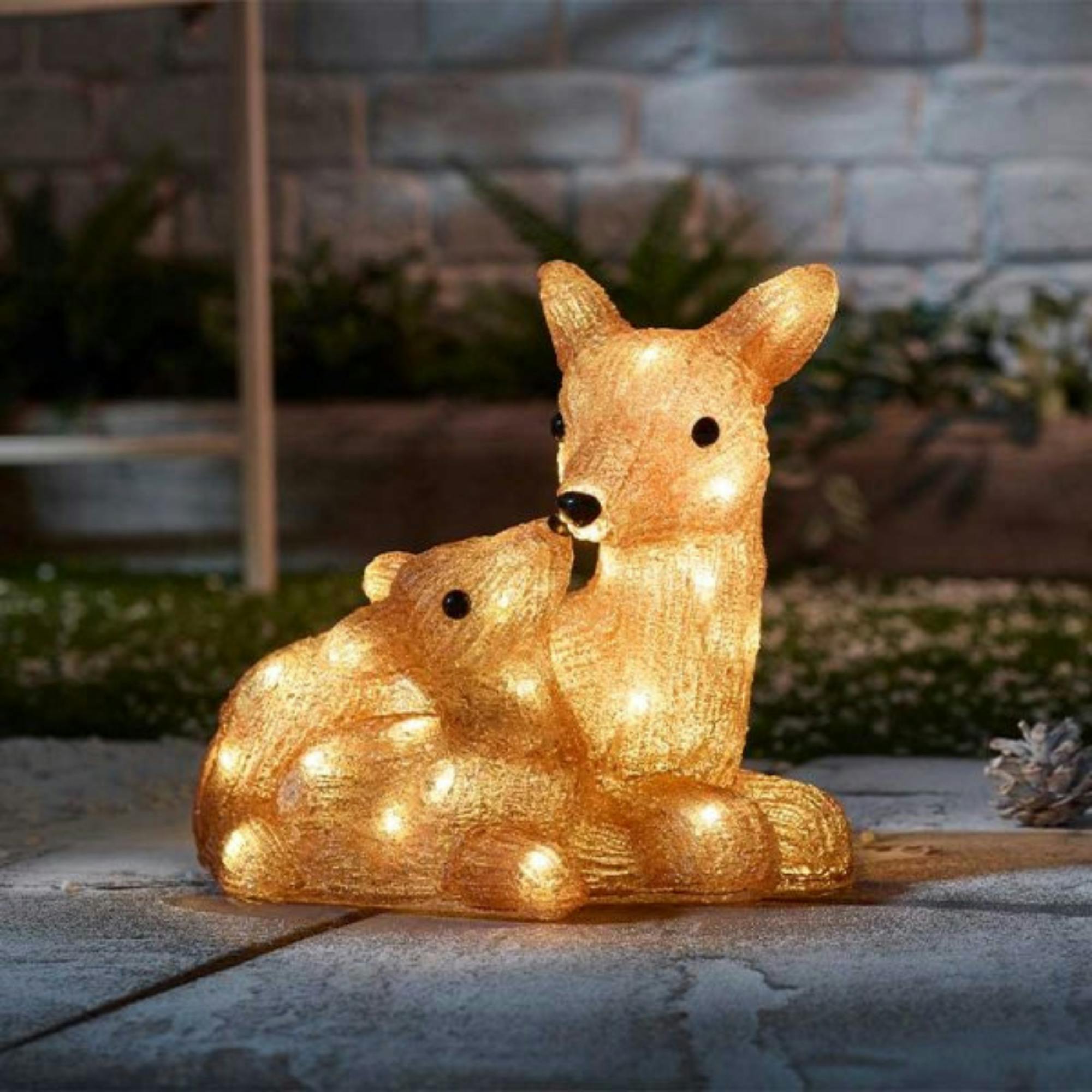 27cm Battery Powered Light up Ice Frosted Christmas Doe & Fawn with Warm White LEDs - Samuel Alexander | TJ Hughes - Image 3