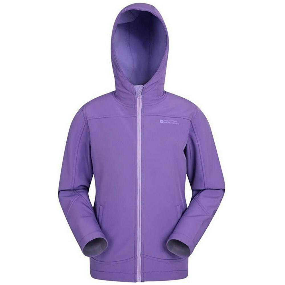 Mountain Warehouse Purple Childrens/Kids Exodus Water Resistant Soft Shell Jacket - 13 Years - 95% Polyester/5% Elastane