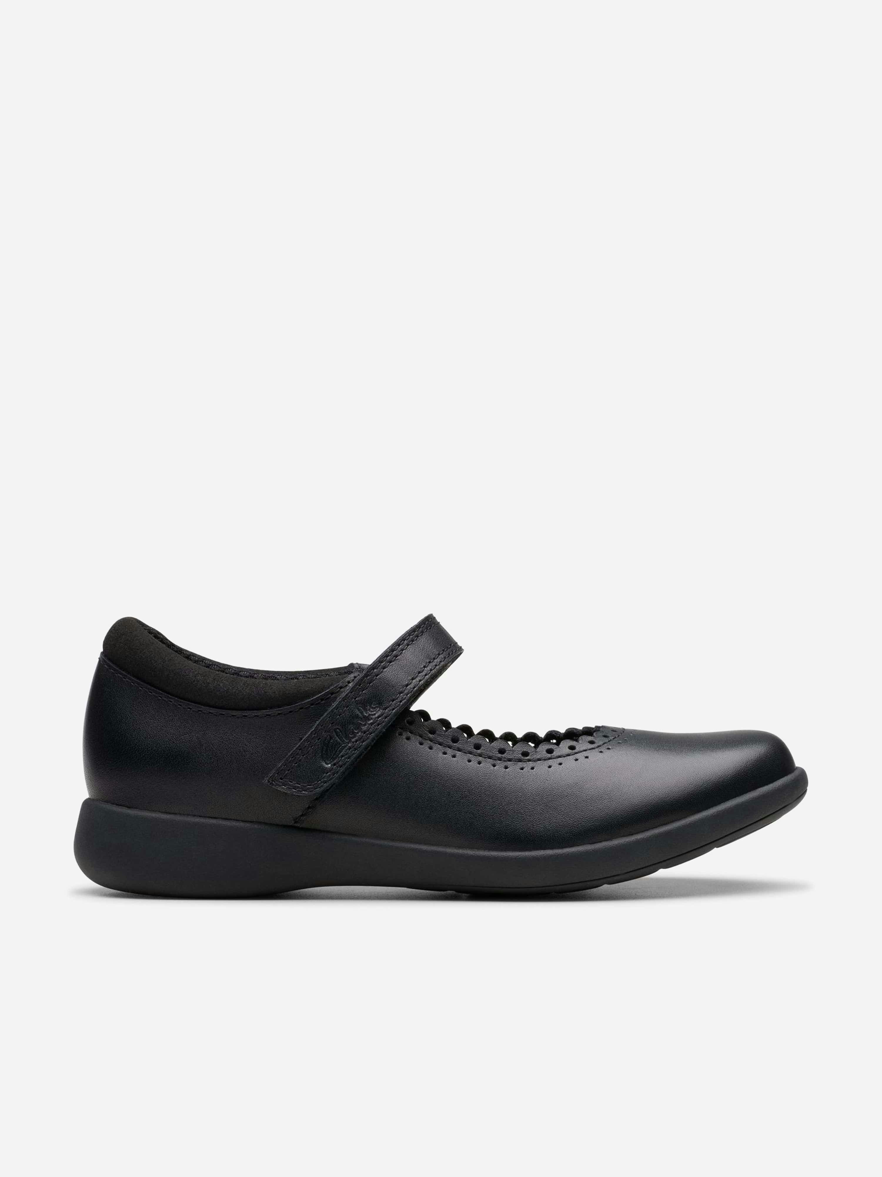 Clarks Girls Black Leather Etch Pure Shoes In - Eu 29.5 Uk 11.5