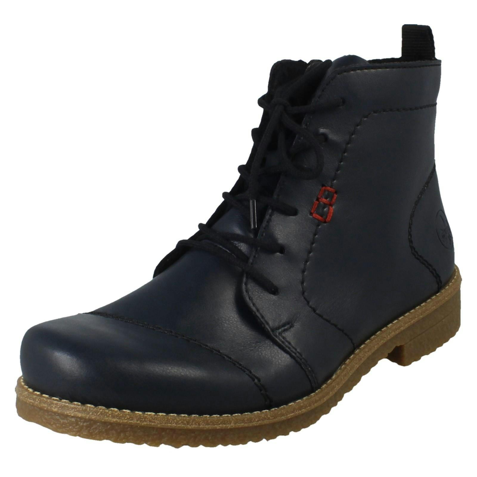 Rieker Women's Blue Fleece Lined Zip Fastening Ankle Boots 73500 - Uk 5