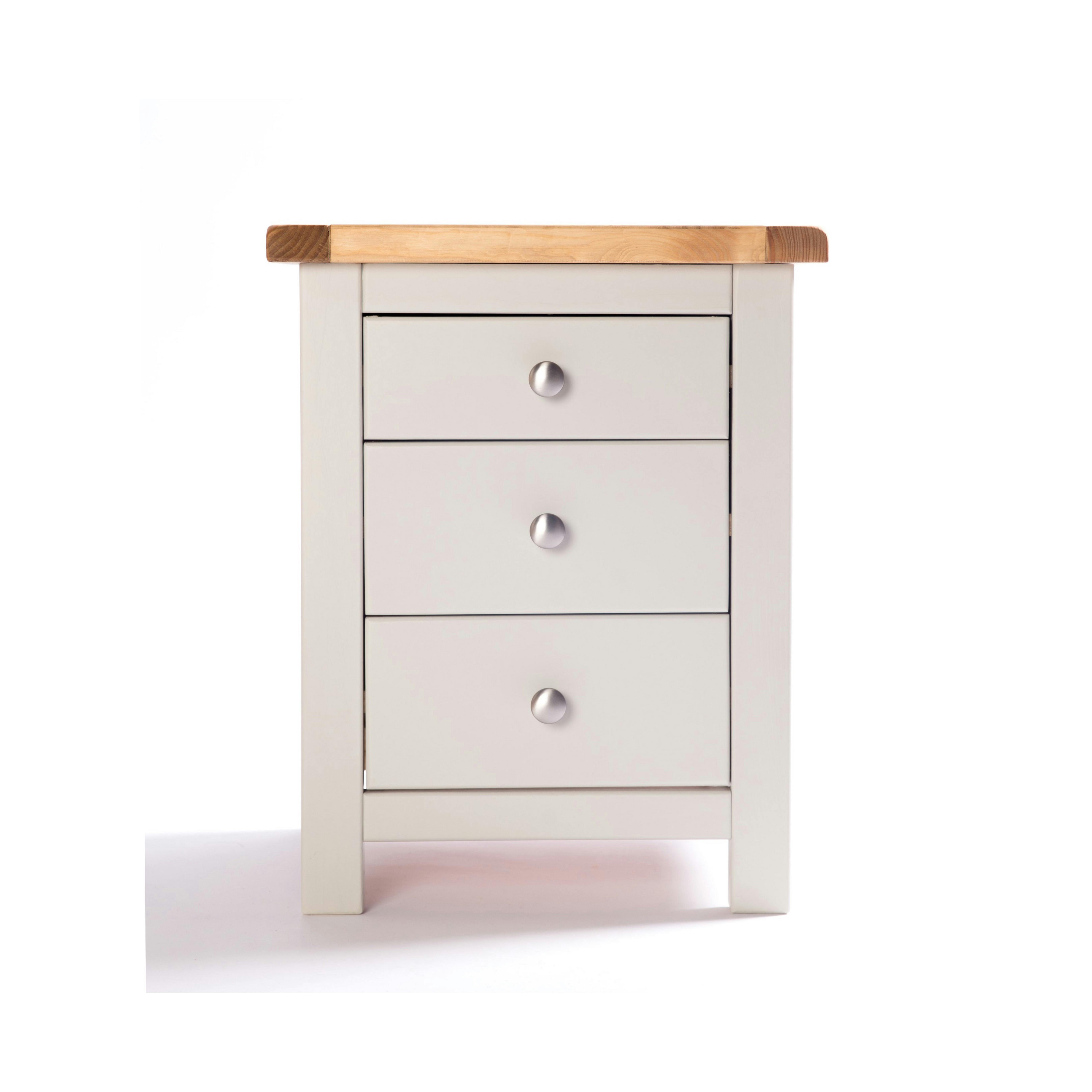 Cabinet Bits Light/Grey Argenta 3 Drawer Bedside Table