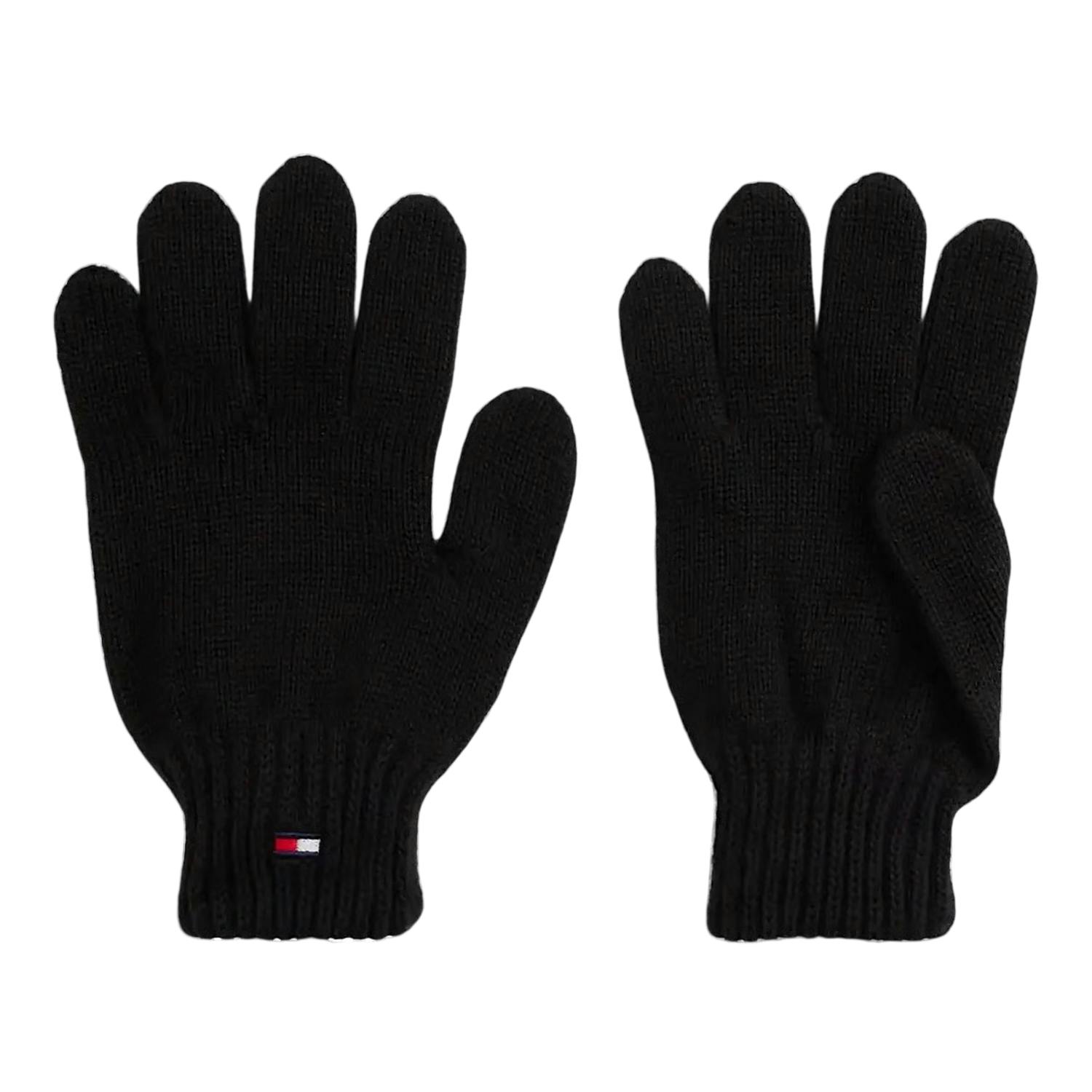 Tommy Hilfiger Black Kids Knitted Flag Logo Gloves - L-Xl