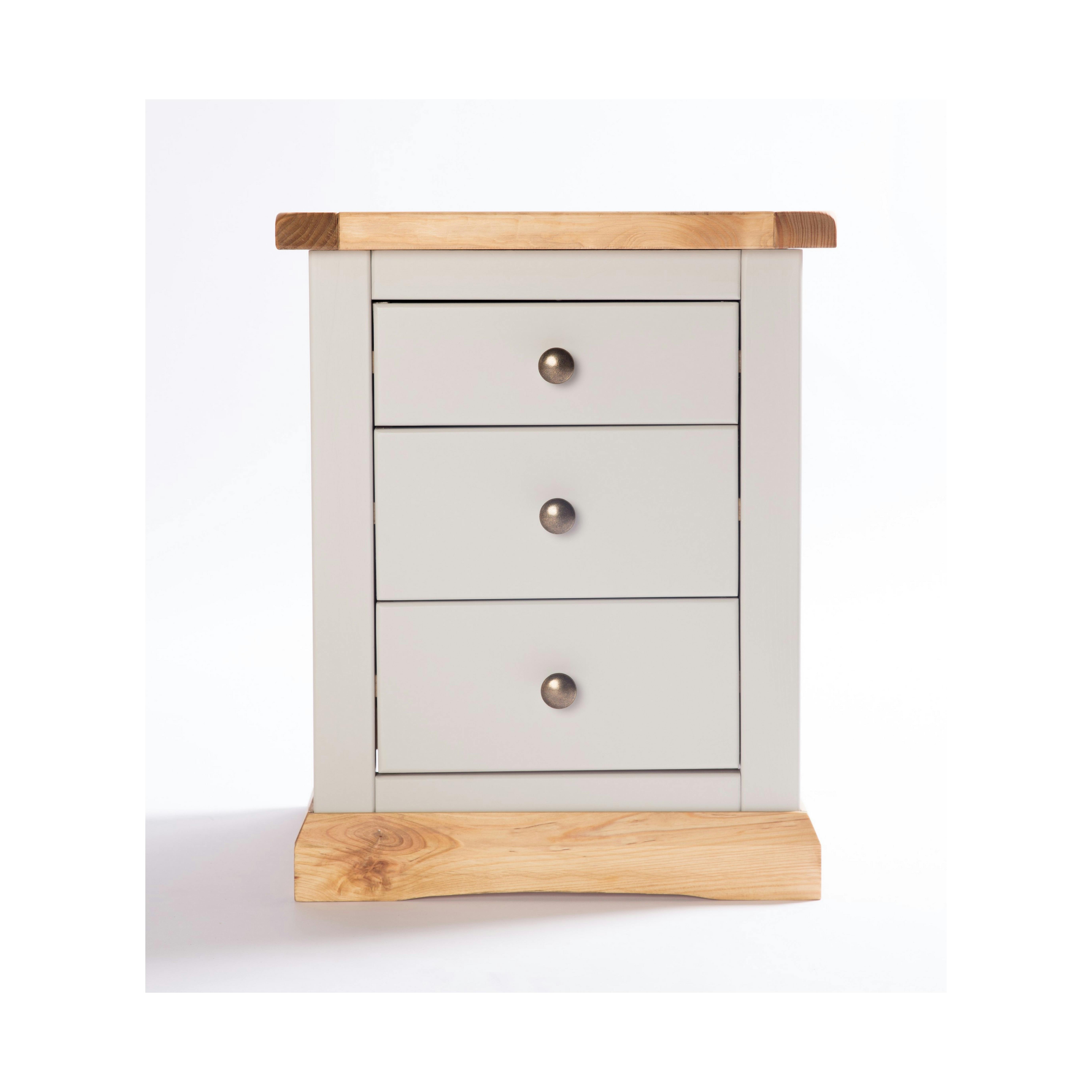 Cabinet Bits Light/Grey Bomporto 3 Drawer Bedside Table