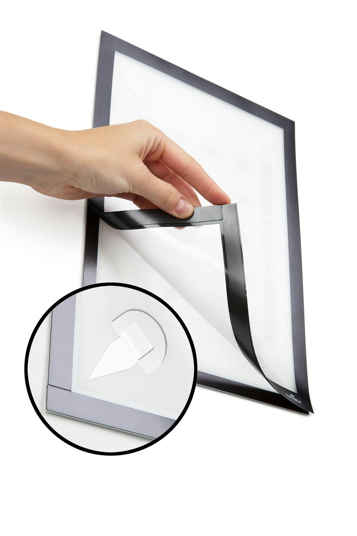 Rackhams Black Duraframe Wallpaper Self Adhesive Magnetic Signage Frame | A4