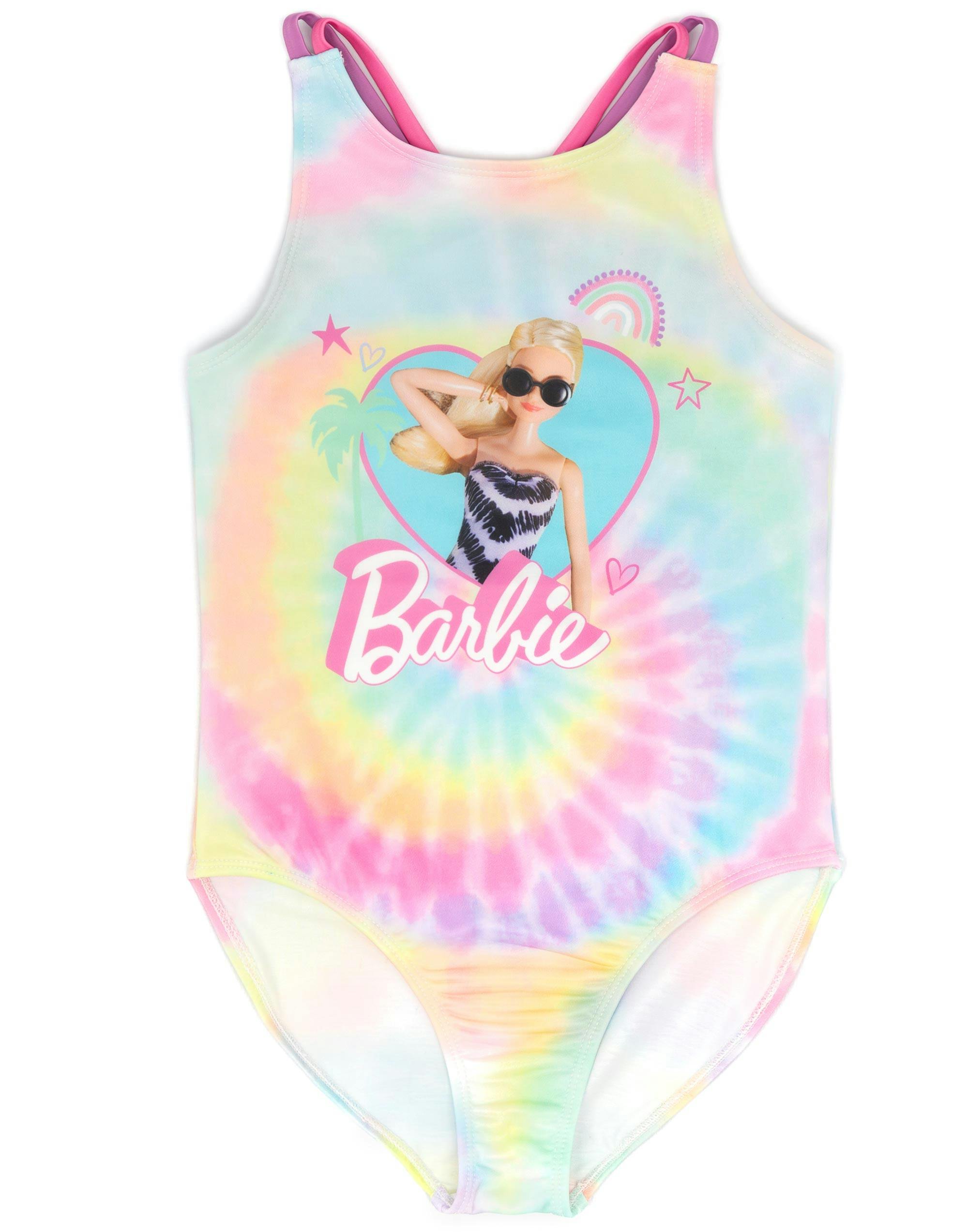 Vanilla Underground Girls Blue Barbie Multicoloured Barbie Doll 1 Piece Swimming Costume - 6-7 Years