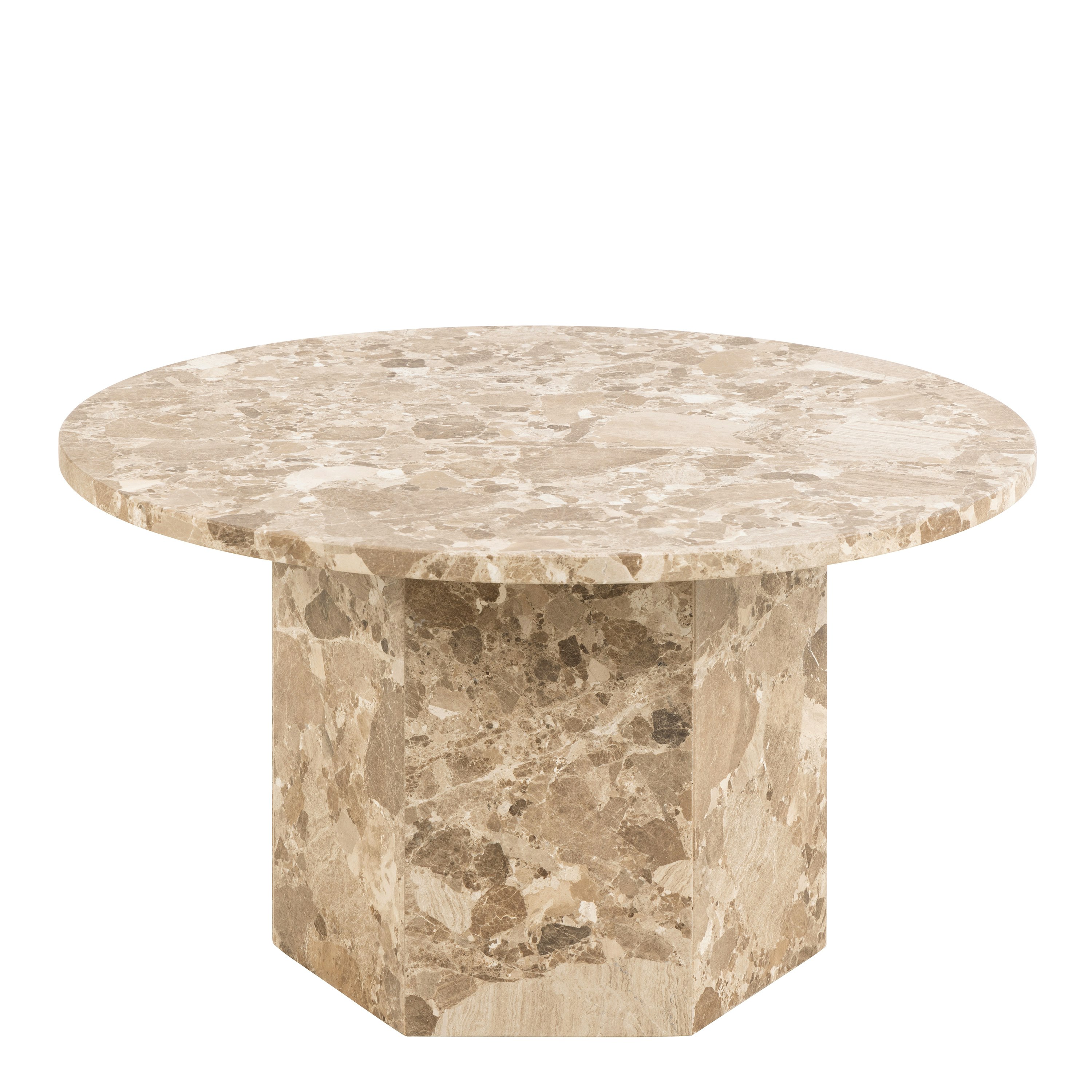 Rackhams Brown Naxos Round Coffee Table In Marble - 1 - Latte Marble