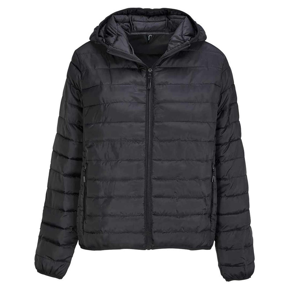 Sols Women's Black Stream Hooded Padded Jacket - Xl