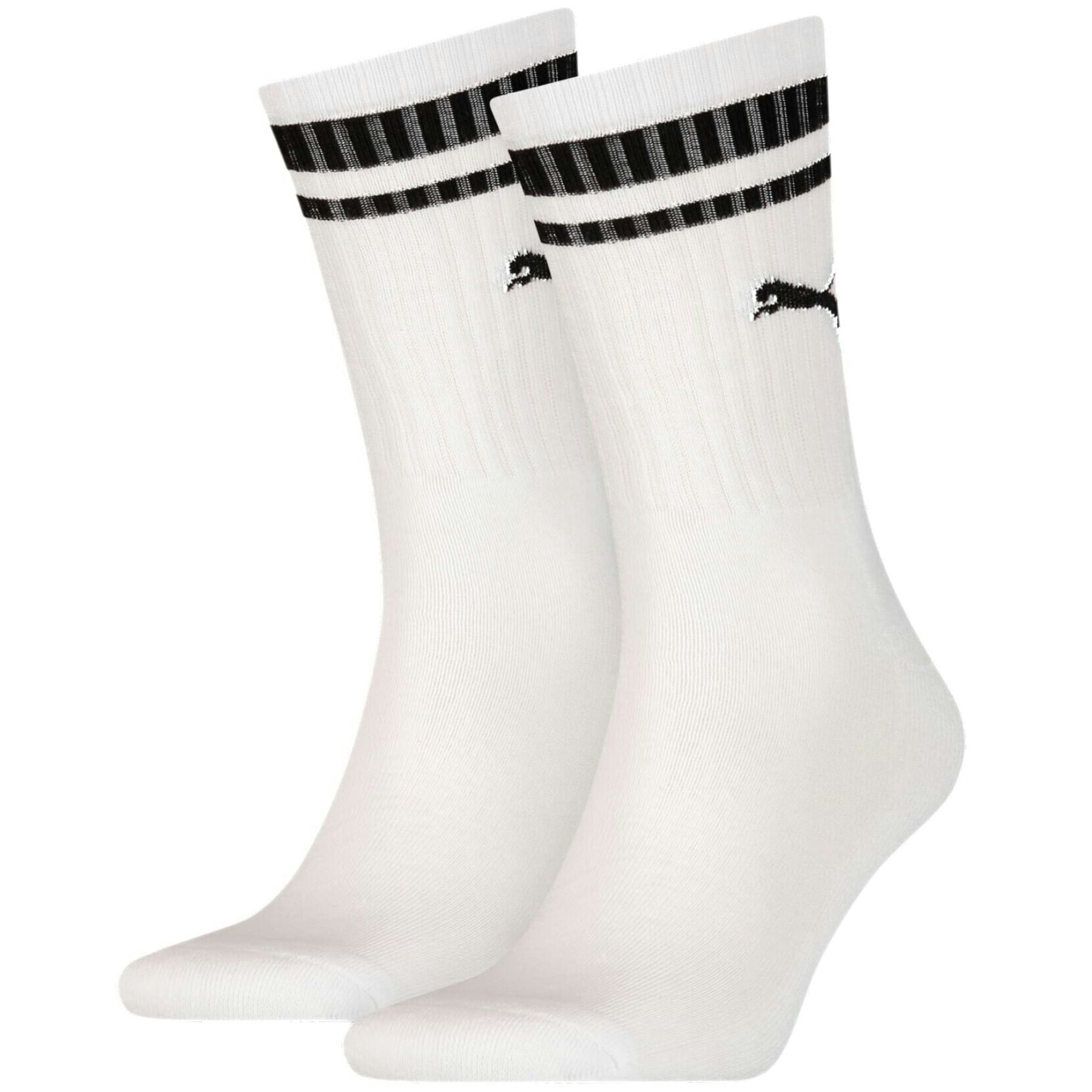 Puma Men's 2-Pack Heritage Stripe Sports Socks - White - Size 7.5-8.5 - Image 7