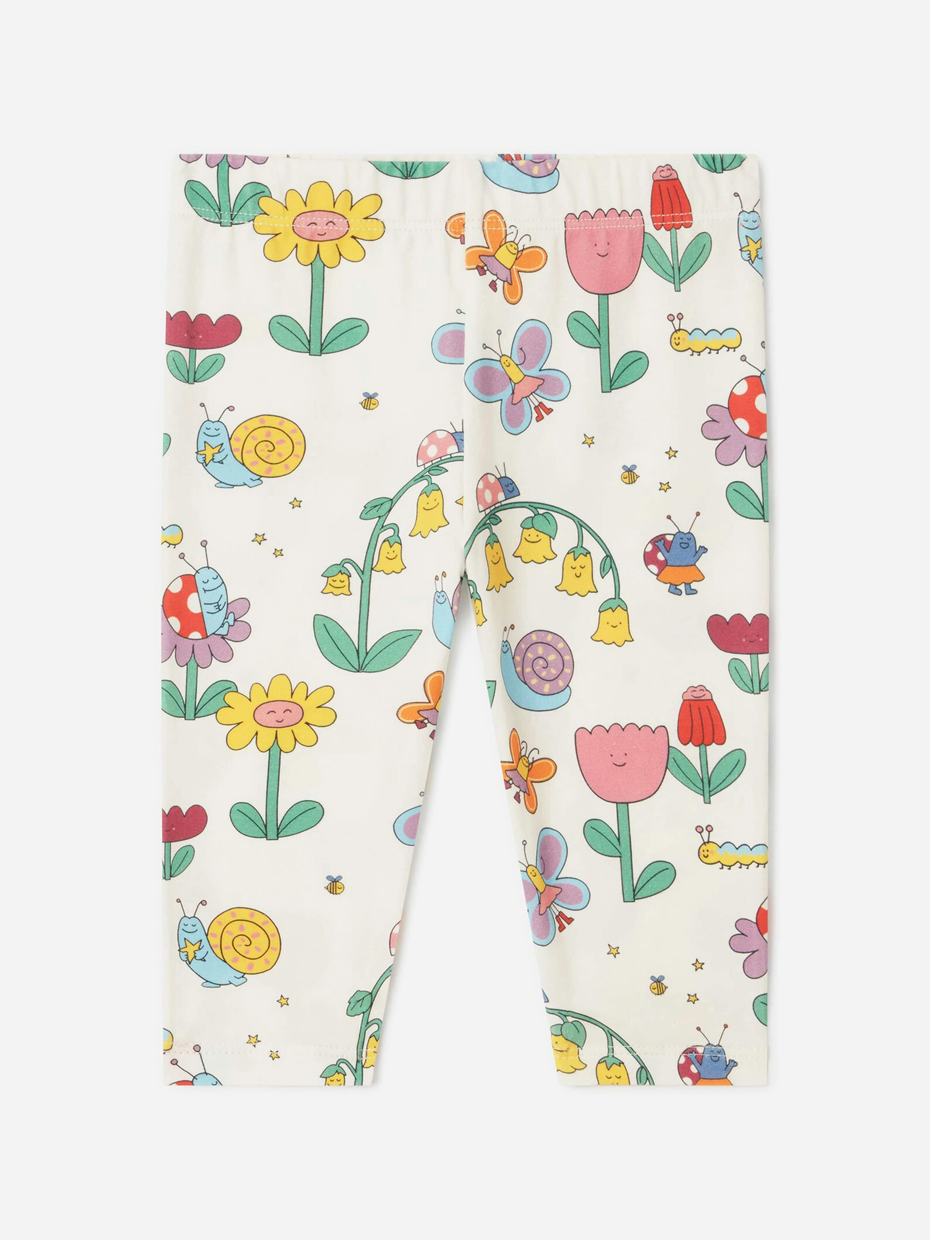 Stella Mccartney Kids Girls Ivory Stella Mccartney Baby Flowers And Bug Leggings In - 9 Mths