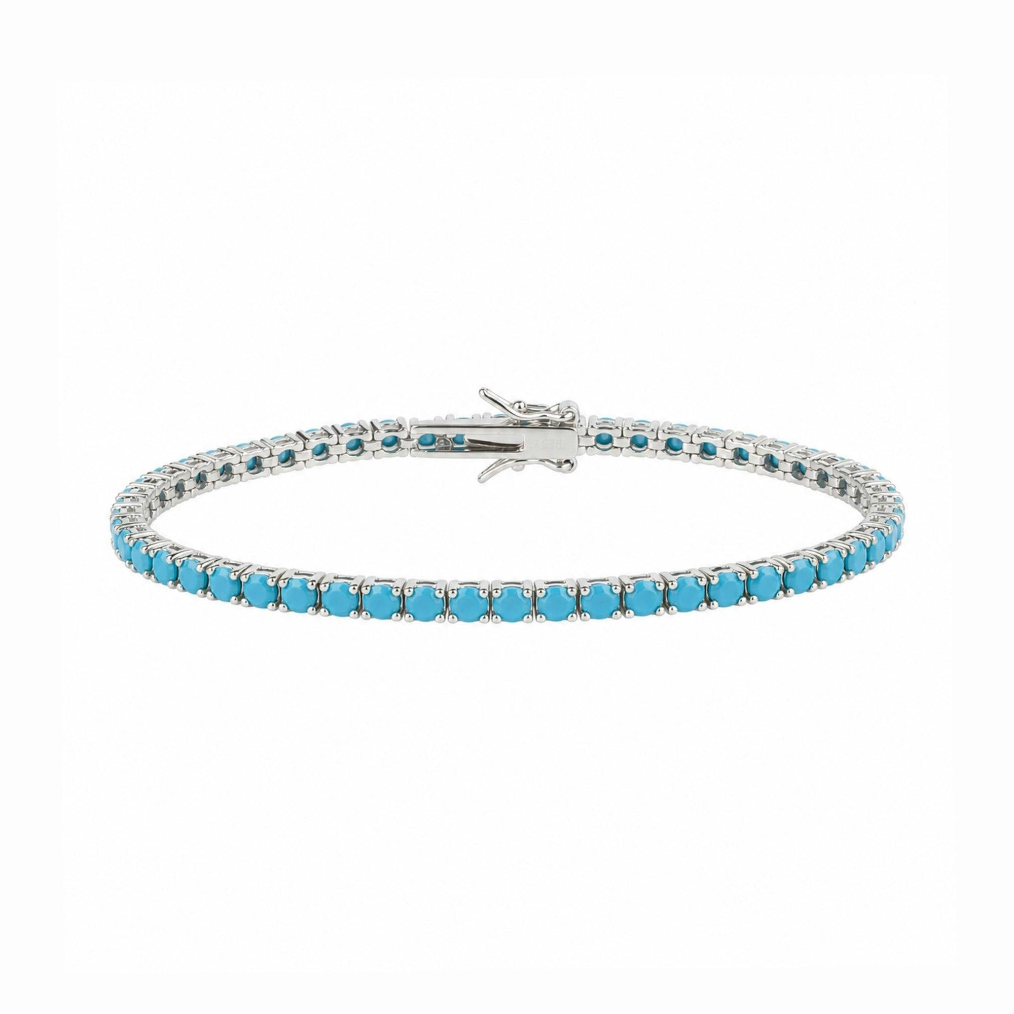 Spero London Turquoise/Silver Large Sterling Tennis Bracelet