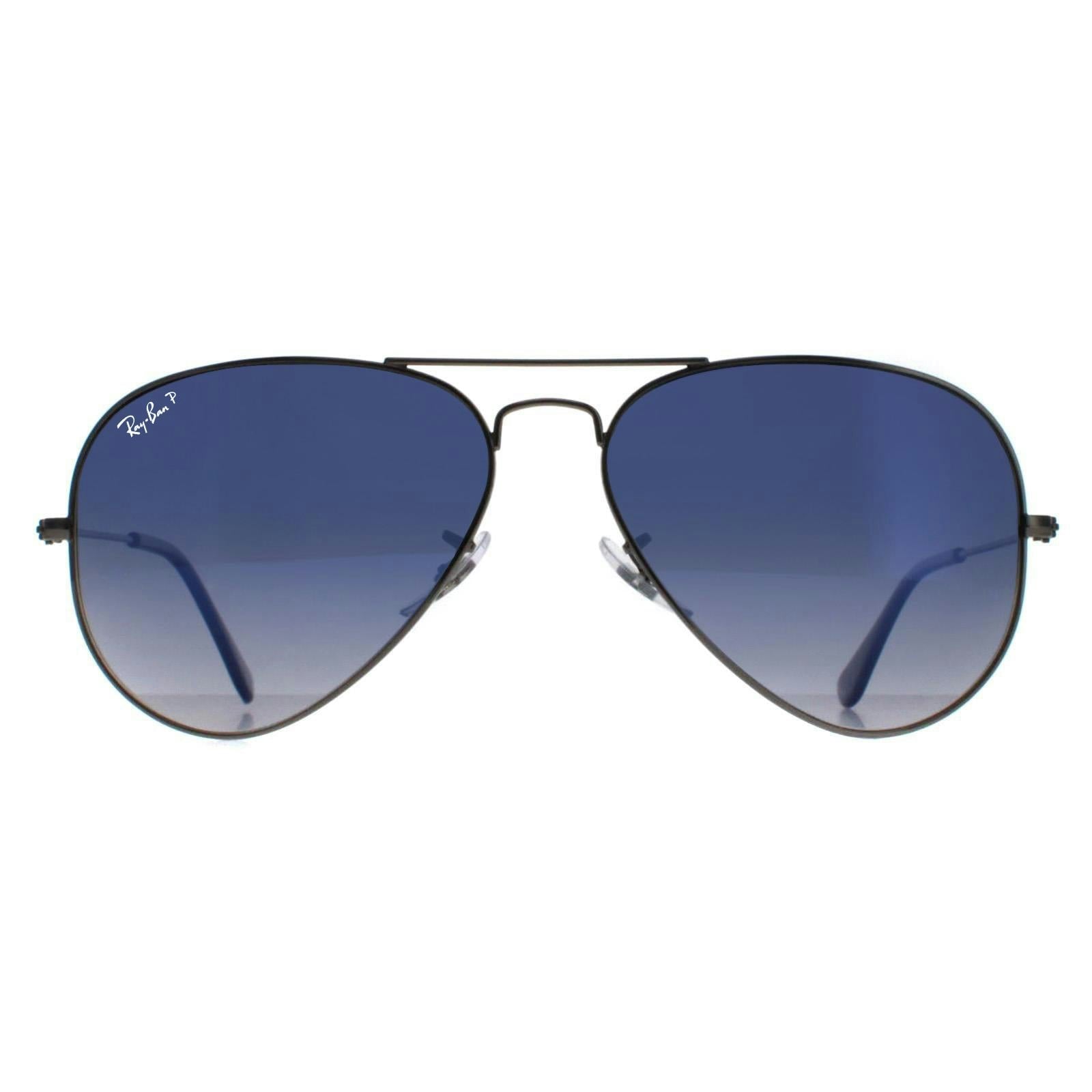 Ray-Ban Men's Gunmetal & Blue/Grey Gradient Lens Ray-Ban Aviator Polarised Lens Sunglasses - Image 14