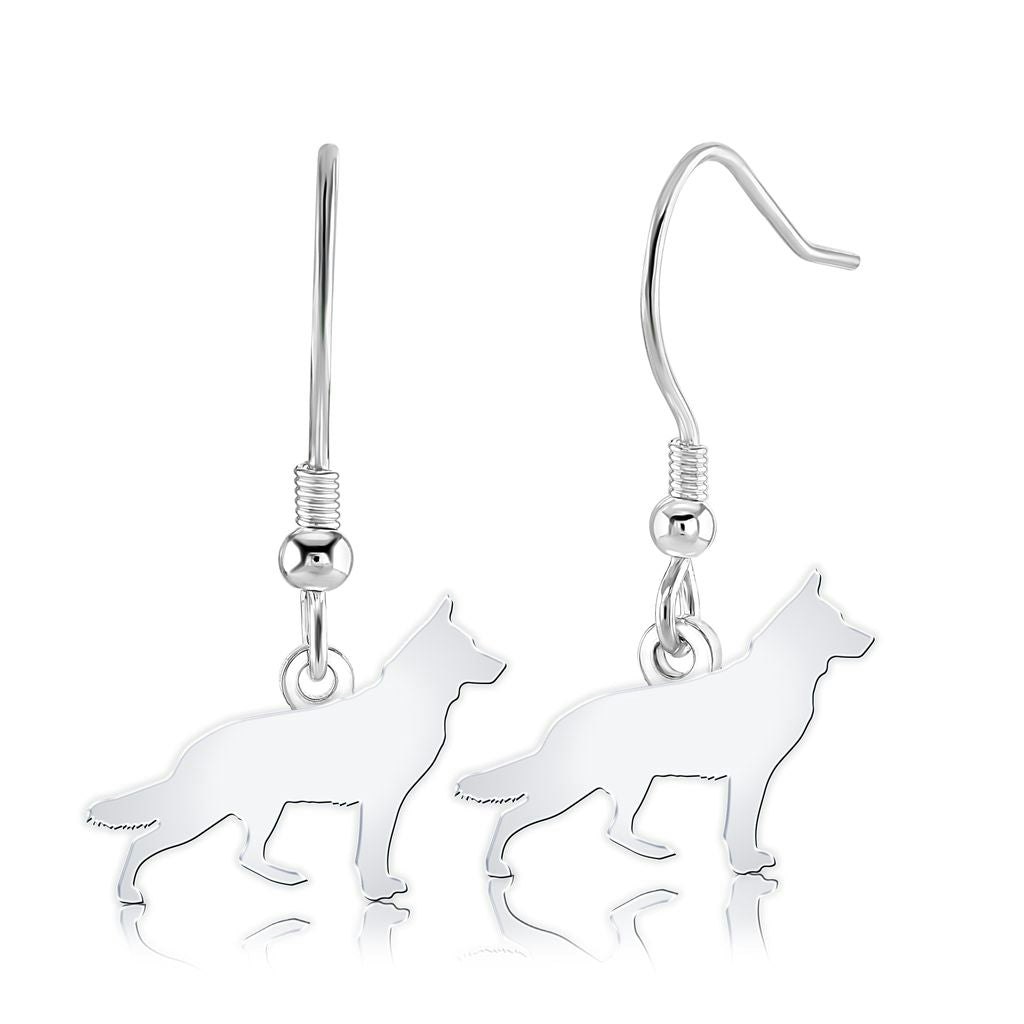 Mylee London White/Silver Swiss Shepherd Dog Silhouette Earrings - Yes - Hook