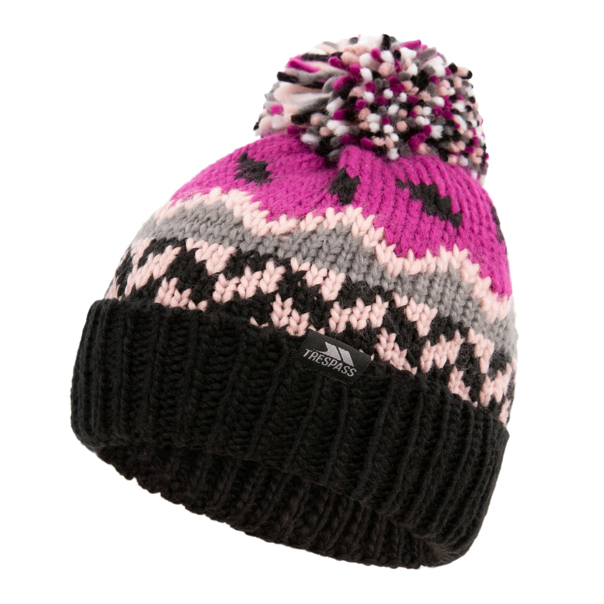 Trespass Purple Kids Twiglet Chunky Knit Fleece Lined Hat - Orchid - Orchid - 5-7 Years - 100% Polyester