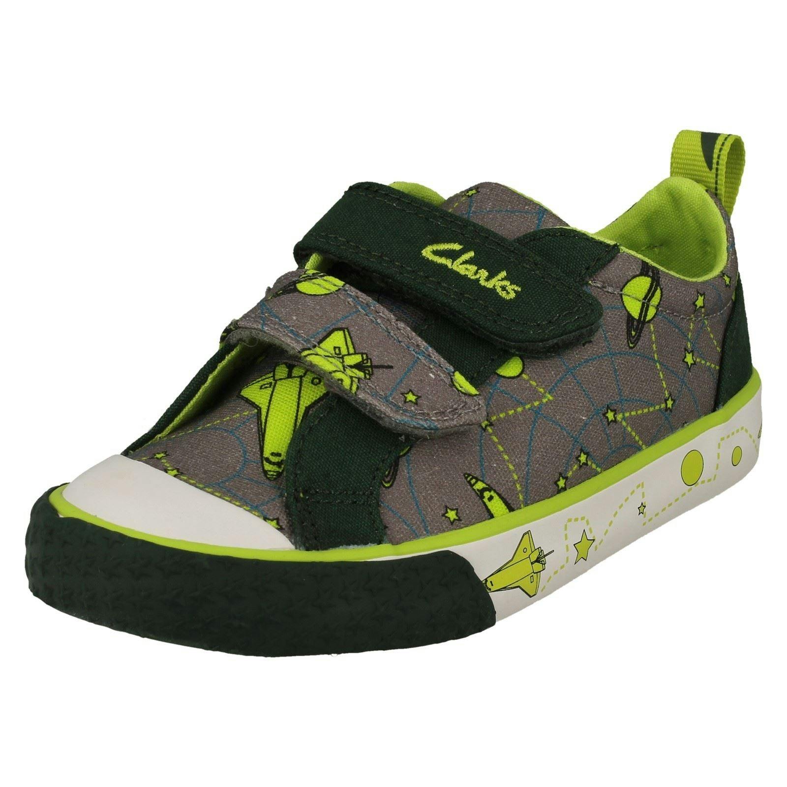 Clarks Grey Childrens Pattern Detailed Canvas Shoes Foxing Lo - Interest - Uk 10.5 Child - F