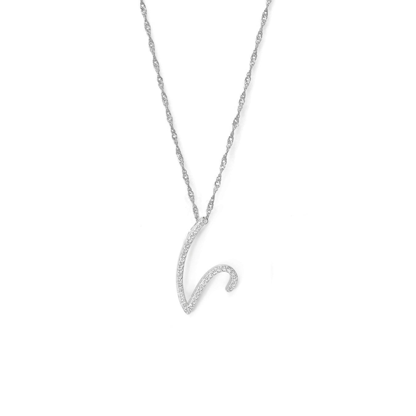 Say It With Silver Luxe Cz Initial Necklace - Sterling - V