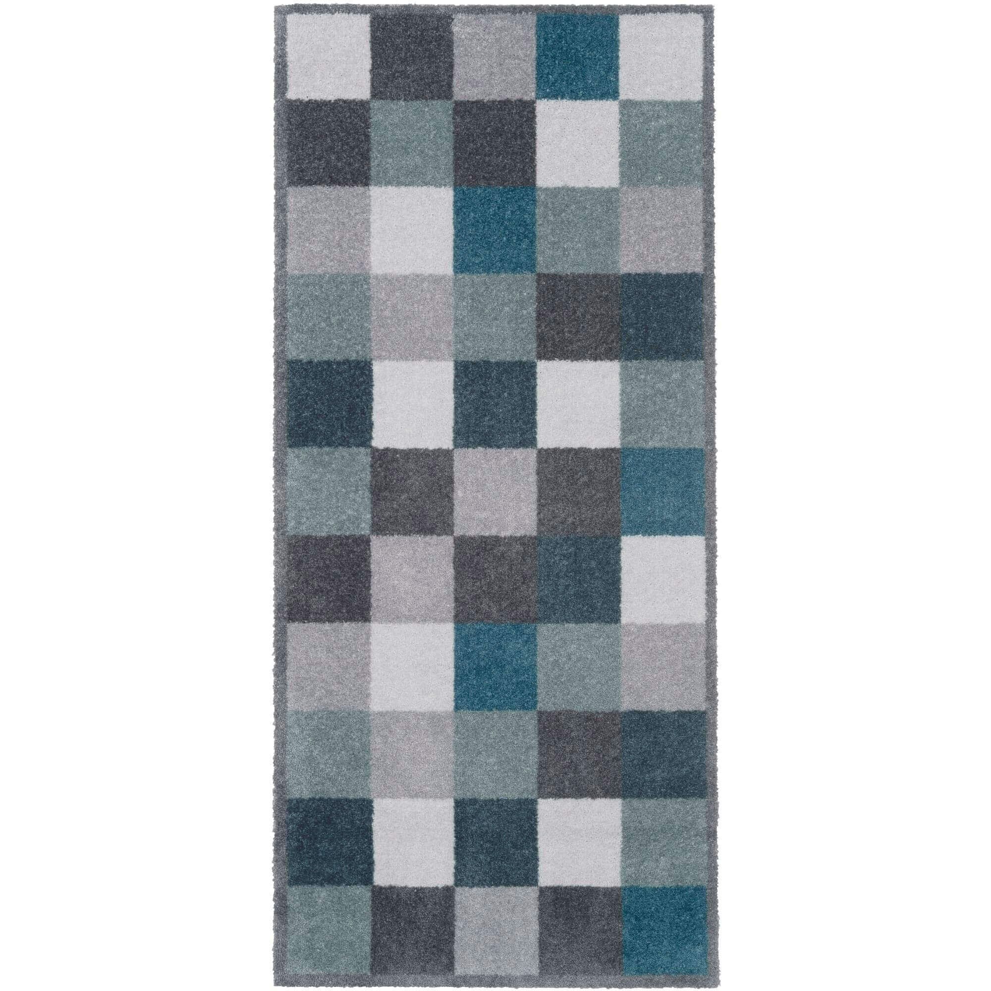 The Rugs Blue Washable Geometric 67X150 Cm Mat