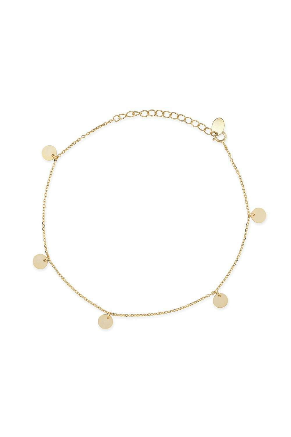 Elk & Bloom Gold Delicate 14K Plated Coin Anklet - No Thank You - Standard Length
