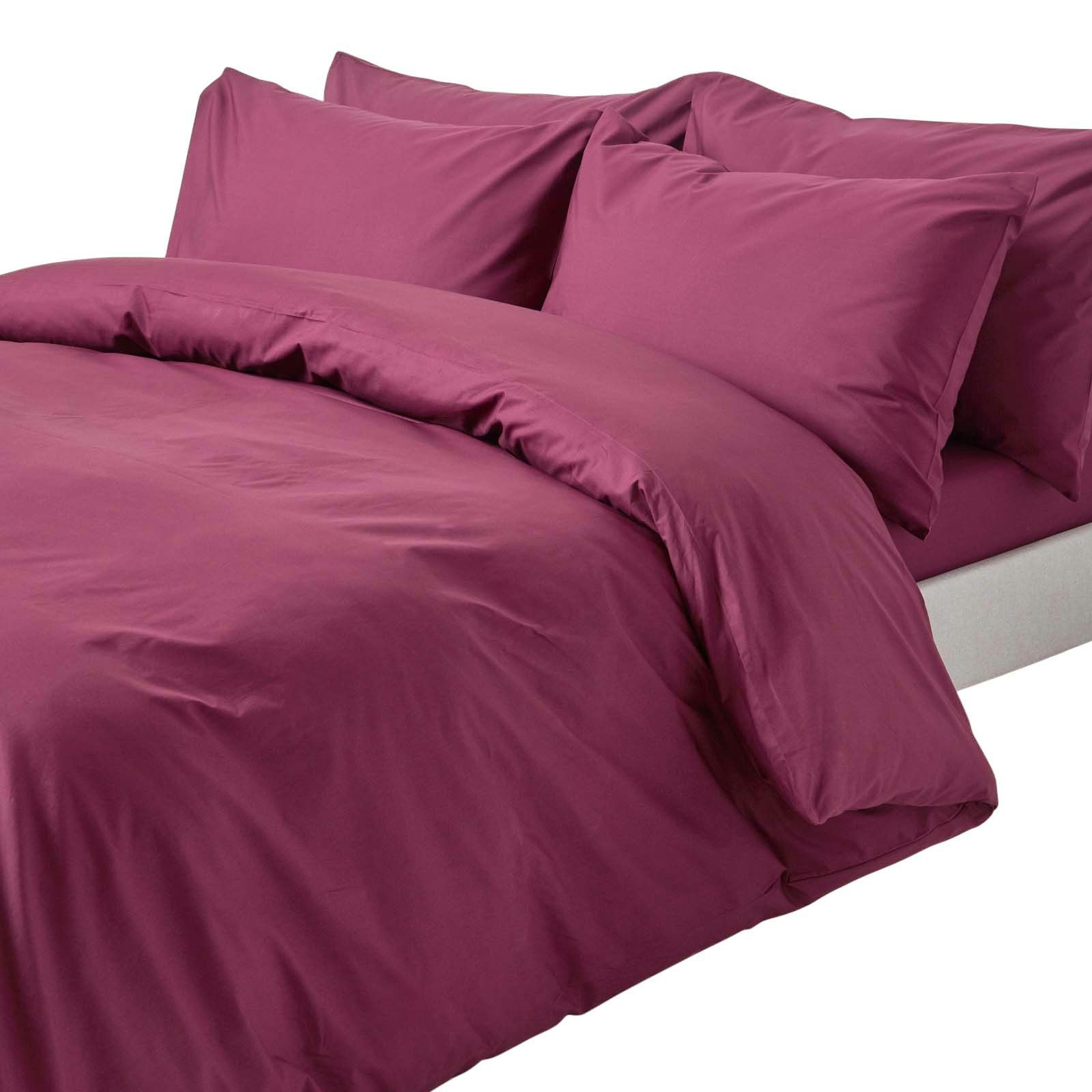 Homescapes Crisp & Cool 200 Tc Egyptian Cotton Percale Duvet Cover Set - Single - Plum