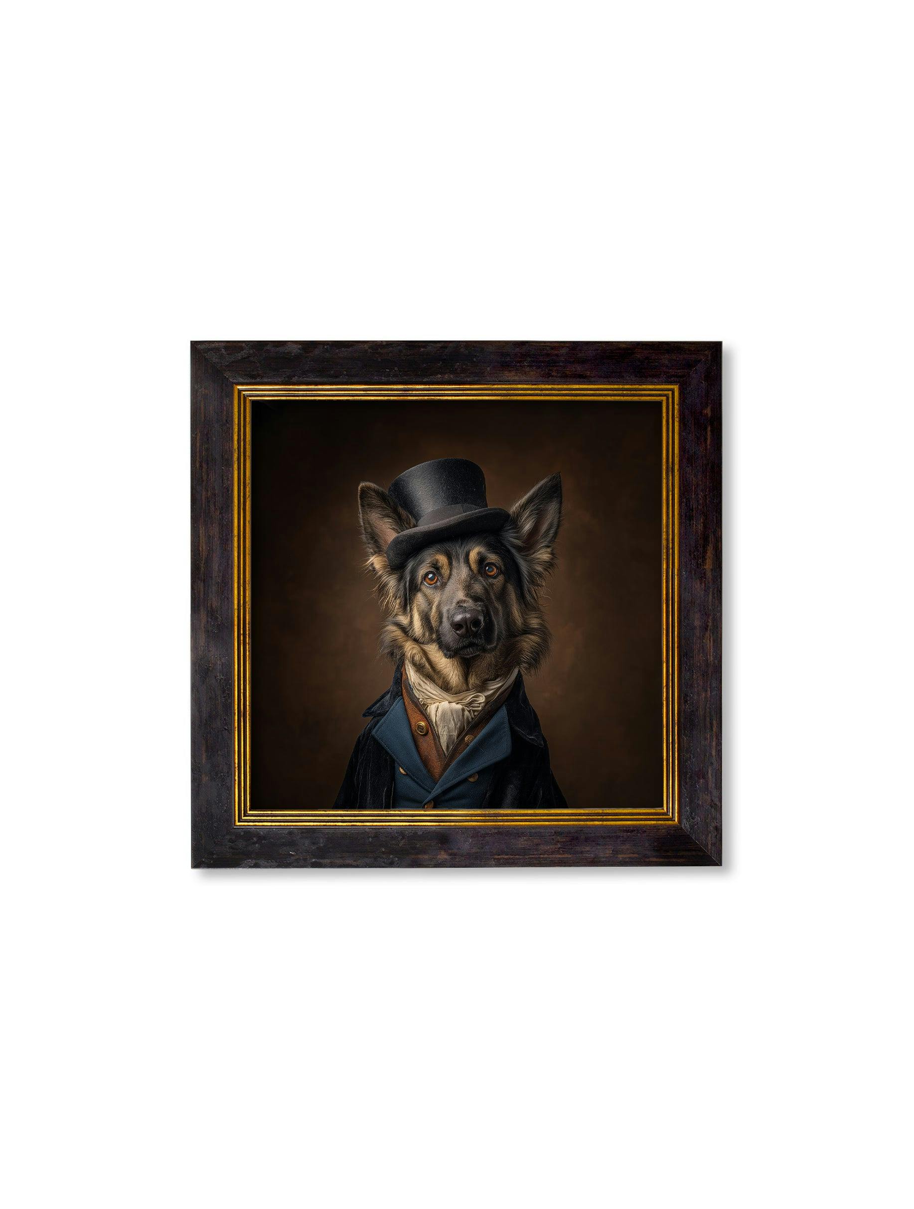 Rackhams Blue/Orange/Black Count Von Shepherd - Gentleman German Shepherd Oxford Square Frame - 44 X 44Cm
