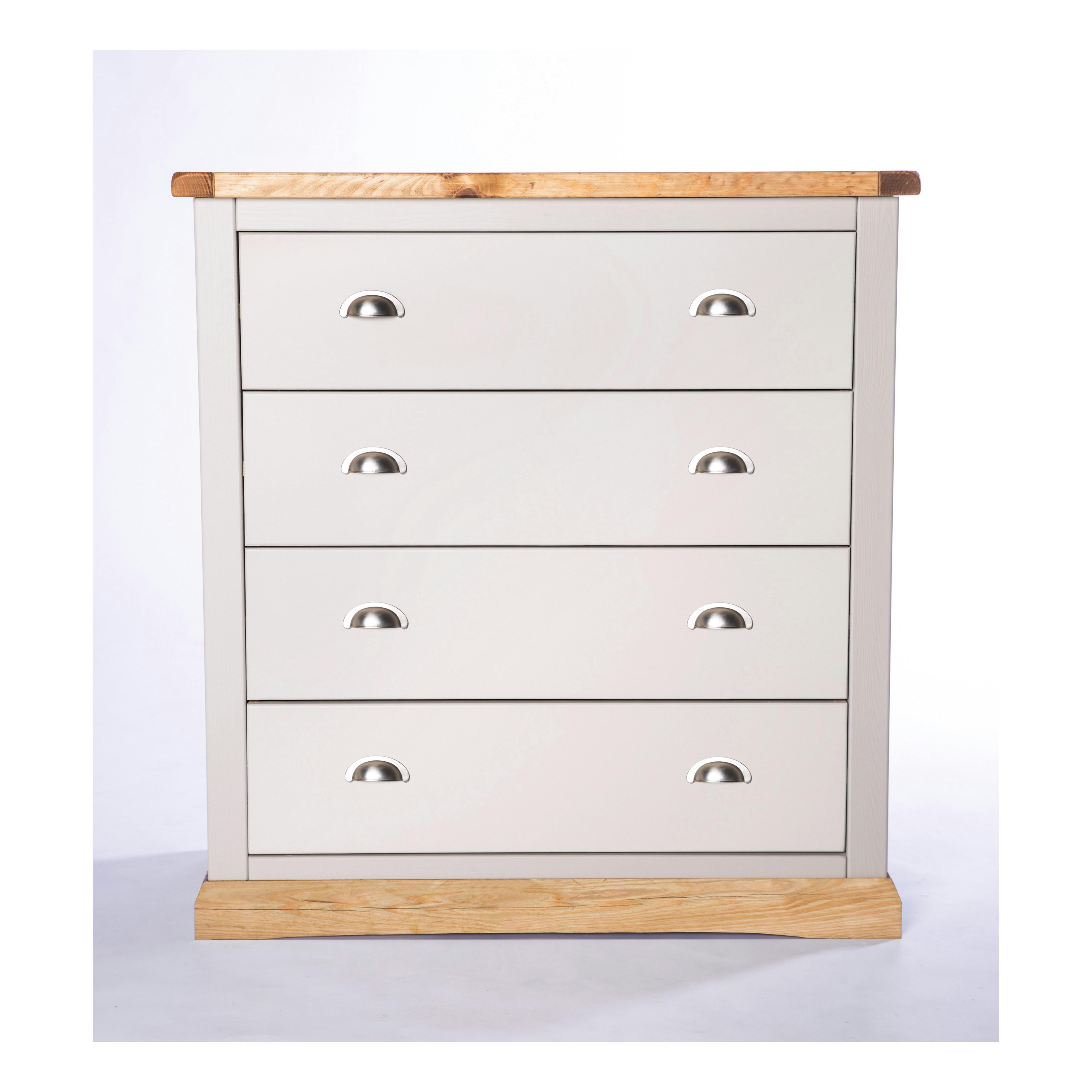 Rackhams Light/Grey Bomporto 4 Drawer Chest Of Drawers Chrome Cup Handle
