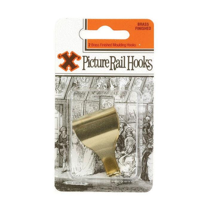 X Picture Rail Hooks Brass Plated 2Pk - One Colour - One Size - One Colour