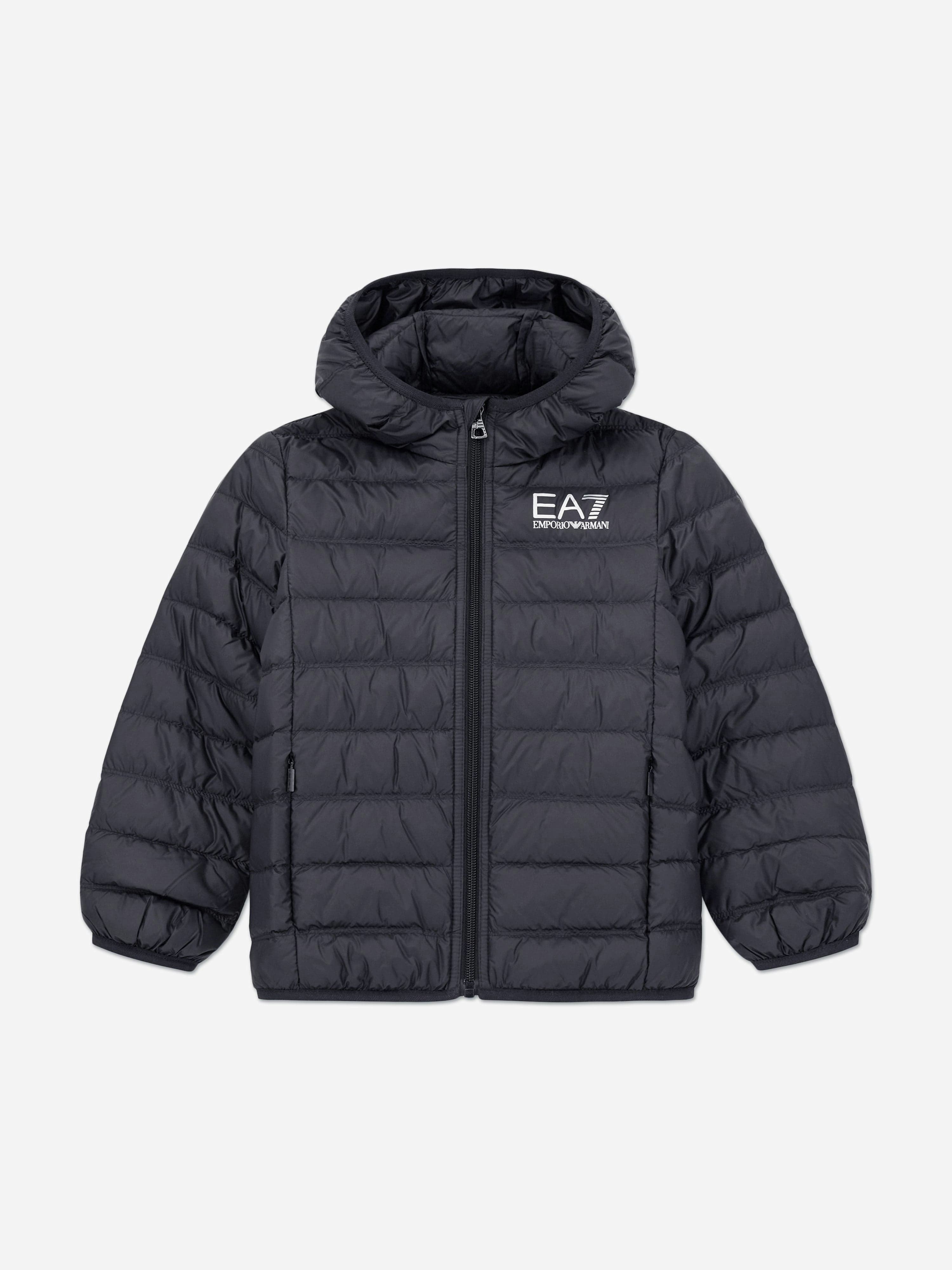 Ea7 Boys Black Light Hooded Down Jacket Core Identity With Regular Fit - Image 6
