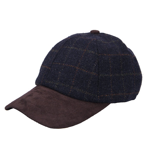 Heritage Traditions Blue Tweed Suede Baseball Cap - Box Check
