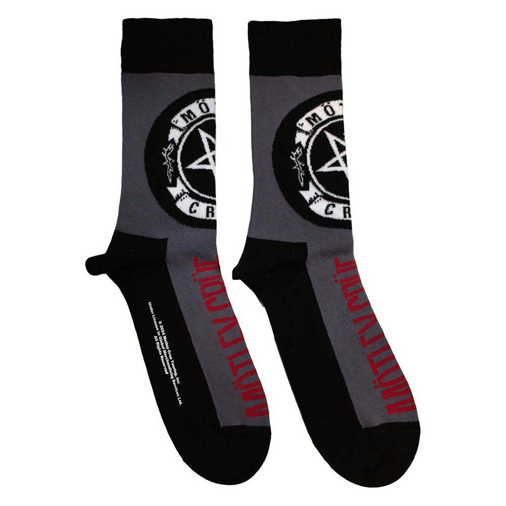 Paradiso Clothing Unisex Grey Motley Crue Pentagram Circle Band Logo Ankle Socks