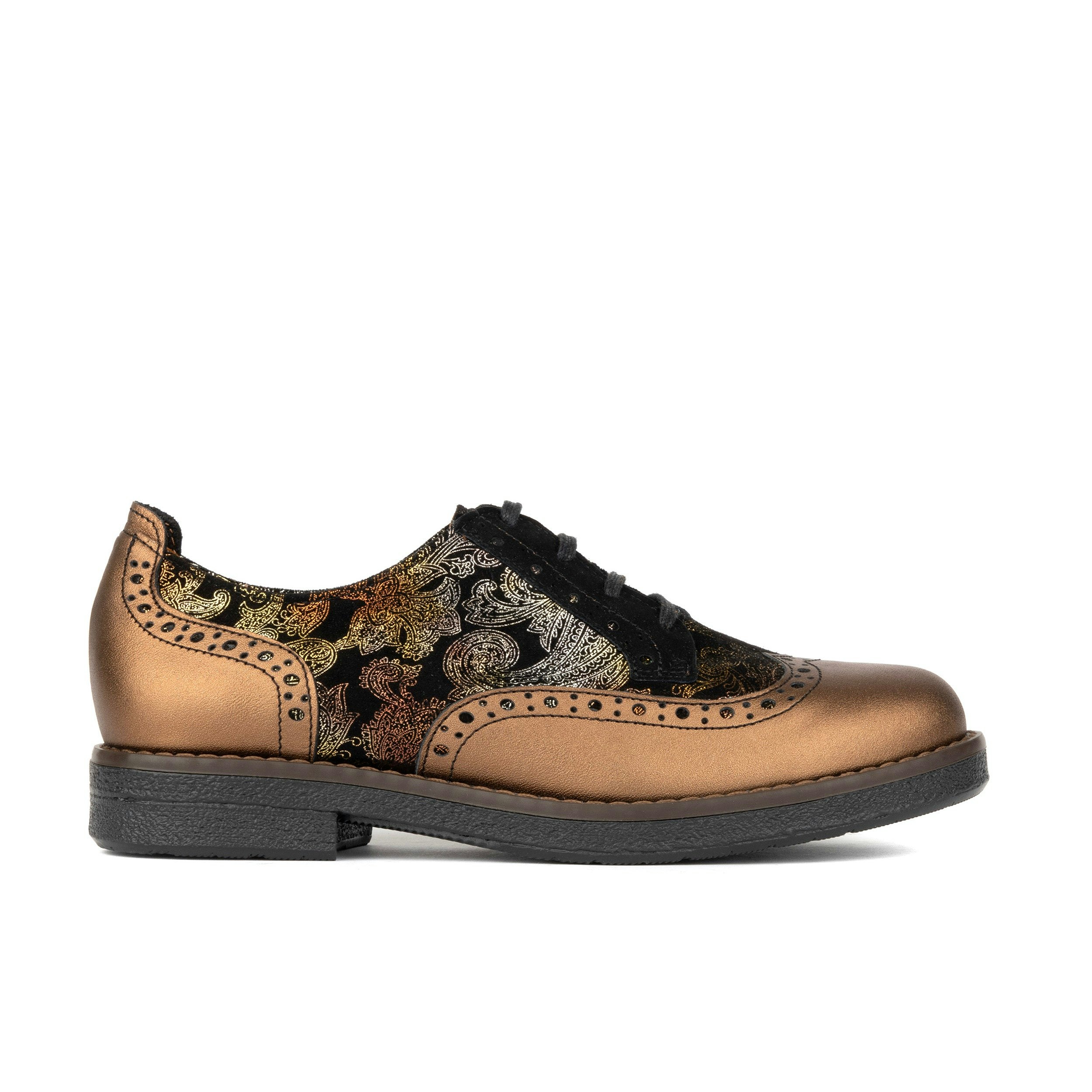Embassy London Women's Bronze The Artist - & Floral - Leather Lace-Up Shoe With Brogue Detailing - Uk 11 / Eu 44 / Us 13