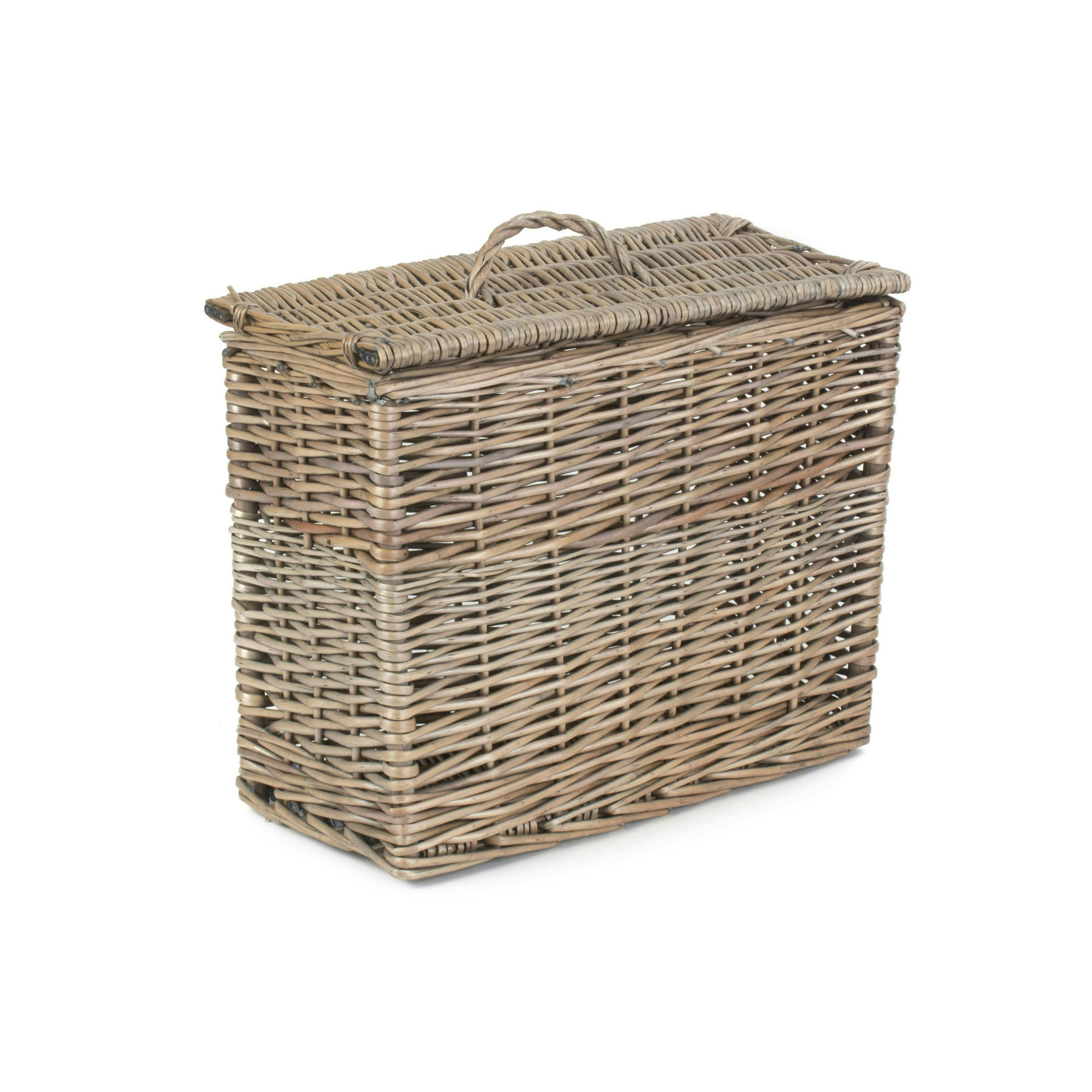 Red Hamper Rectangular Toilet Tidy Lidded Wicker Basket